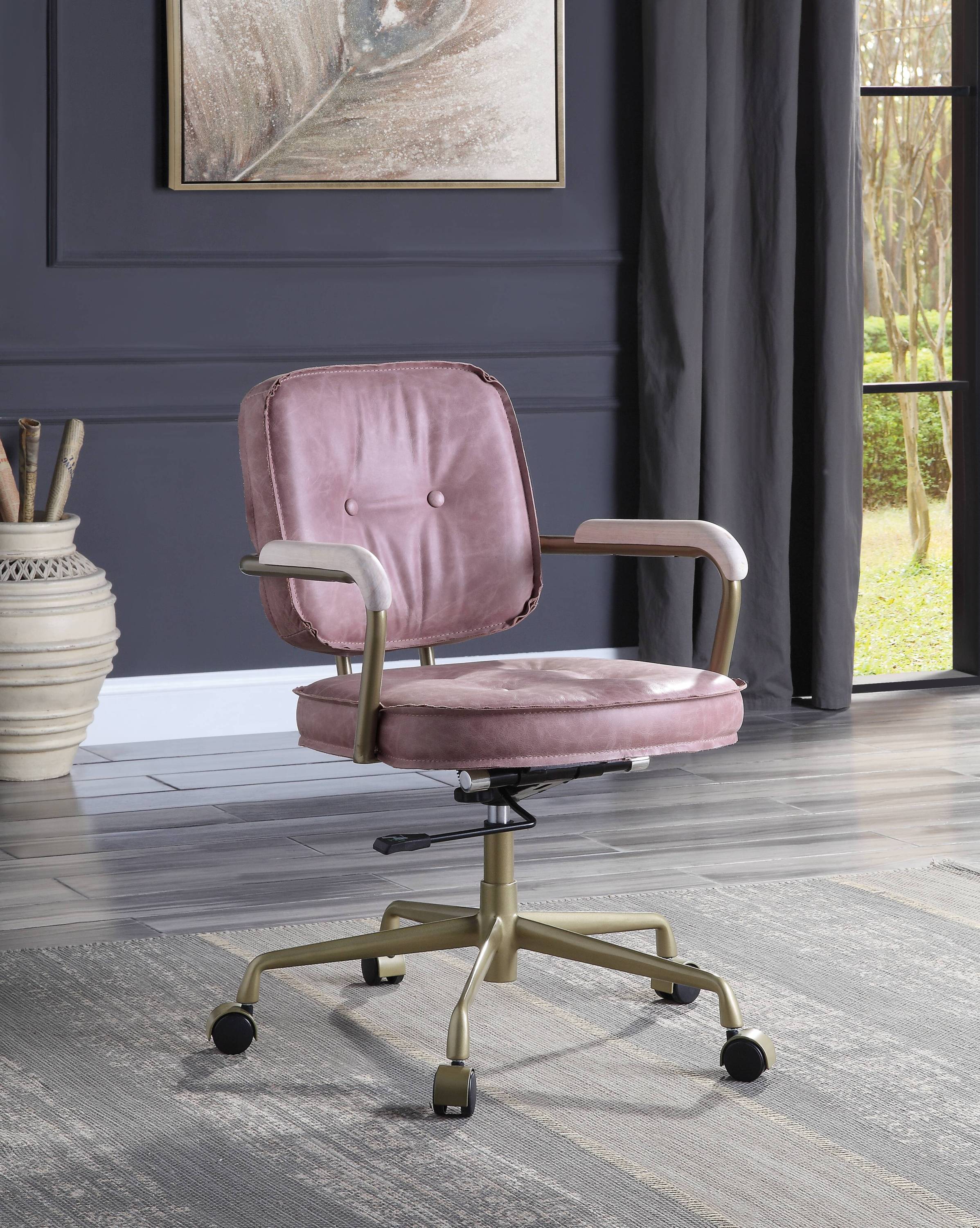 Height Adjustable Office Chair, 25 in, Pink