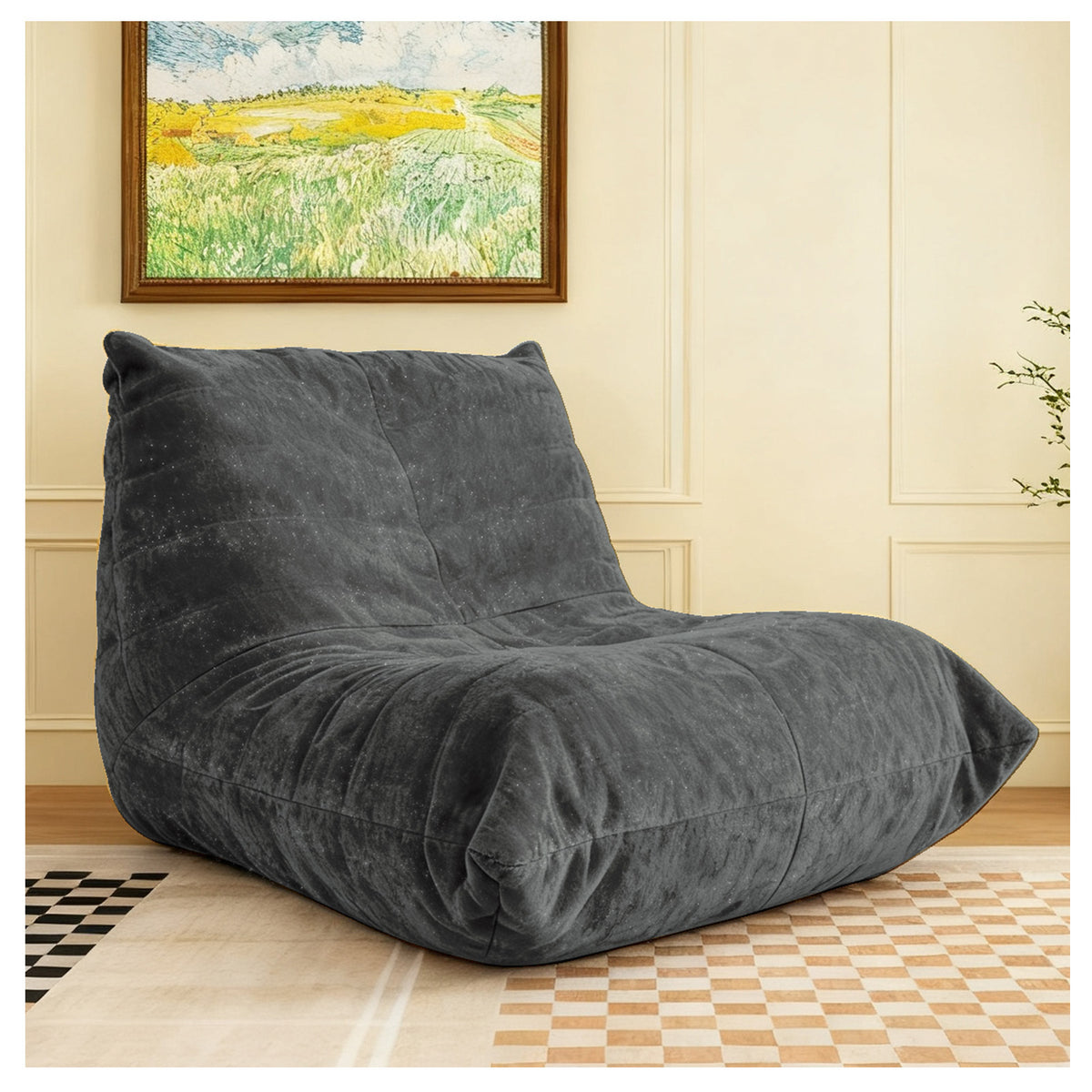 Gray Bean Bag Chair, 41.3 in Wide