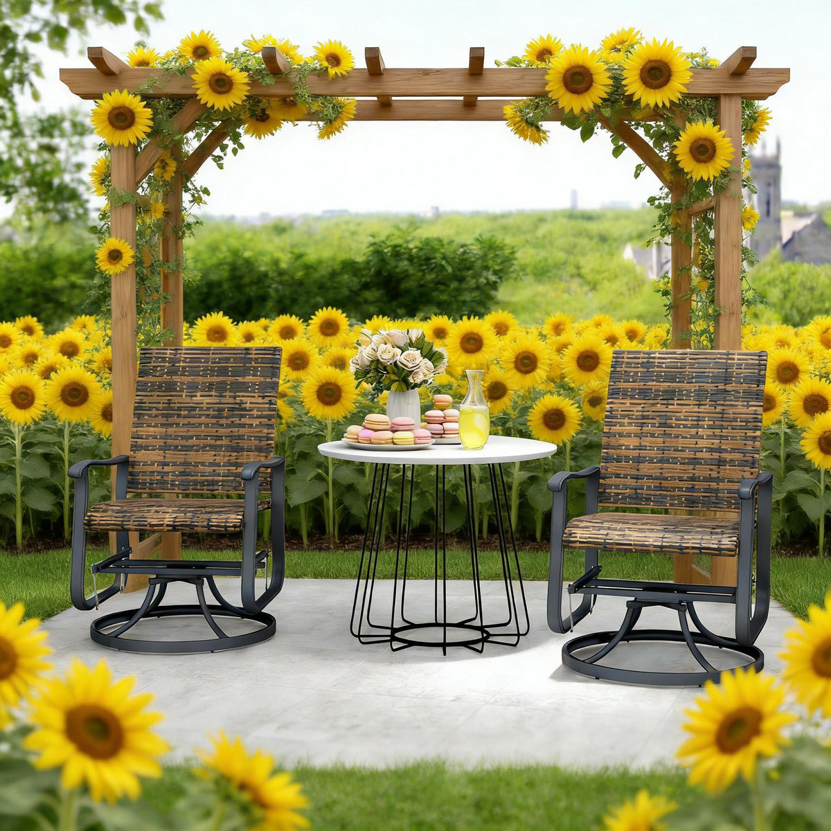 Brown Wicker Outdoor Swivel Chair