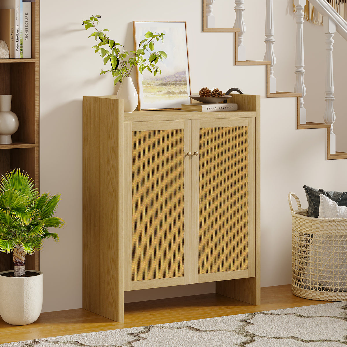 Natural Shoe Cabinet, 32.7 in Wide