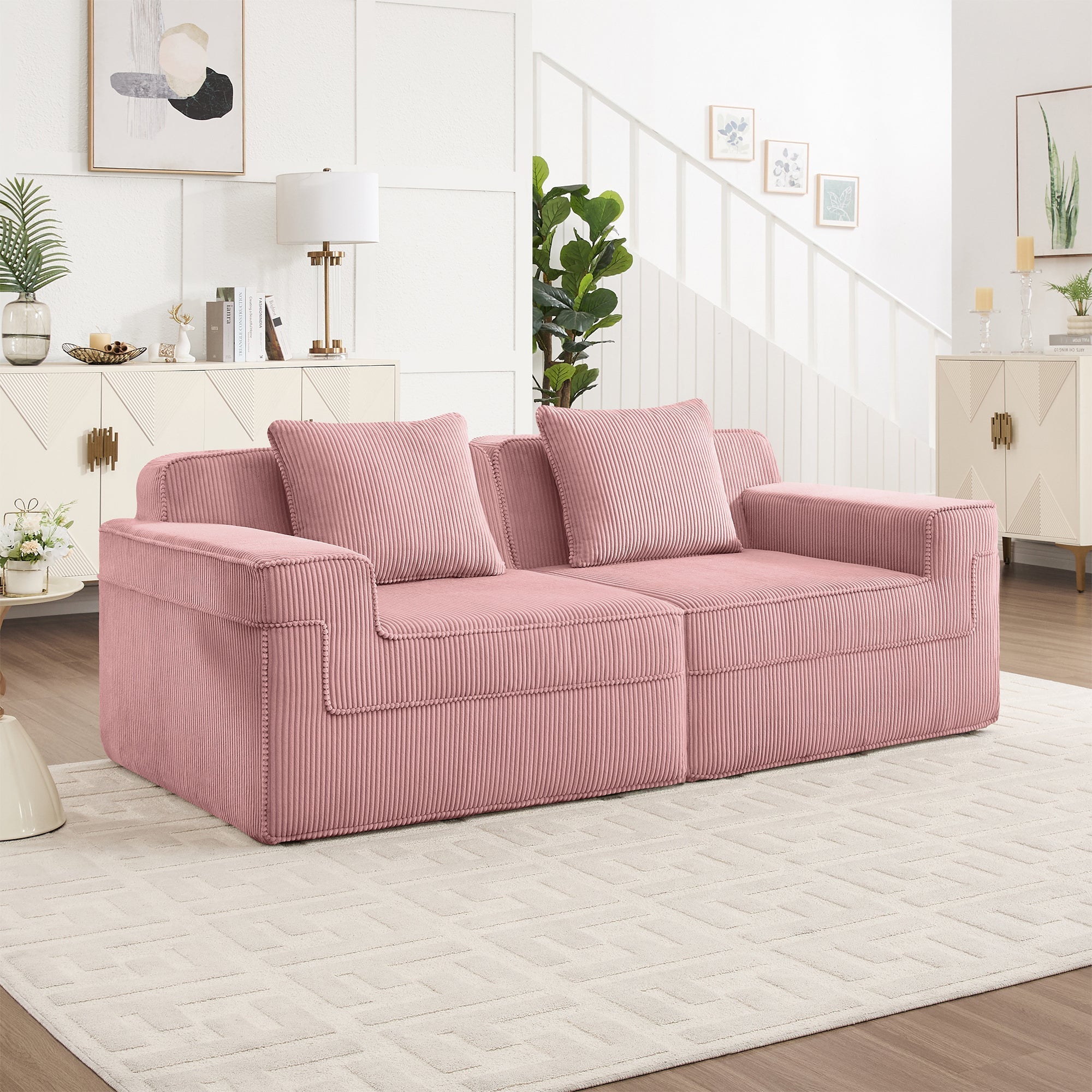 Hudson 2-Seat Boneless Couch in Pink #OttOnly_0 #Color_Pink