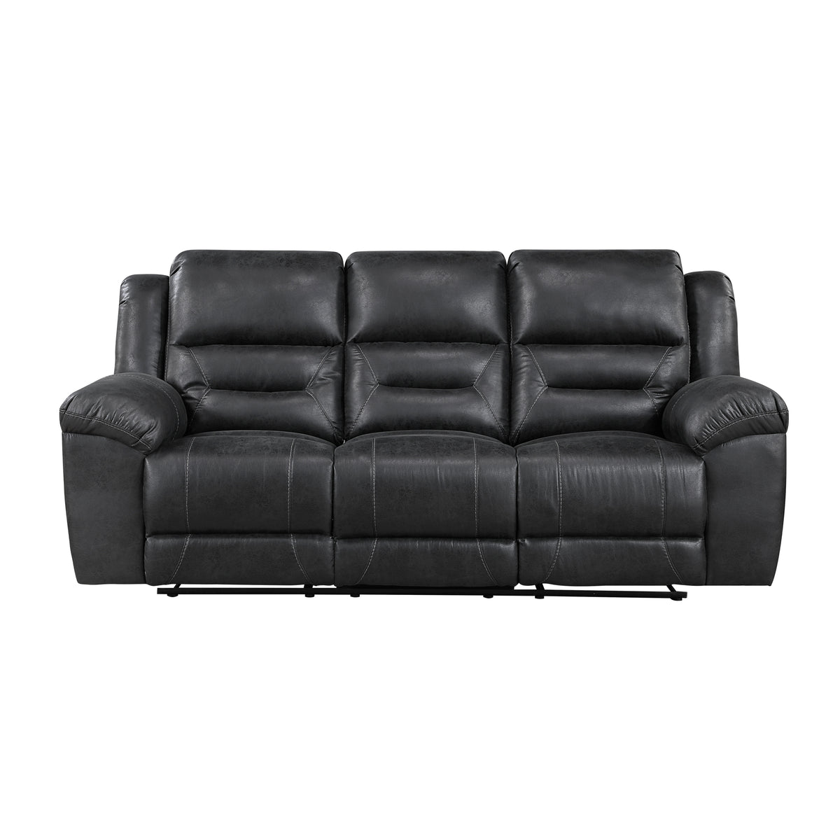 Black Microfiber Reclining Sofa, 91.5 in Wide