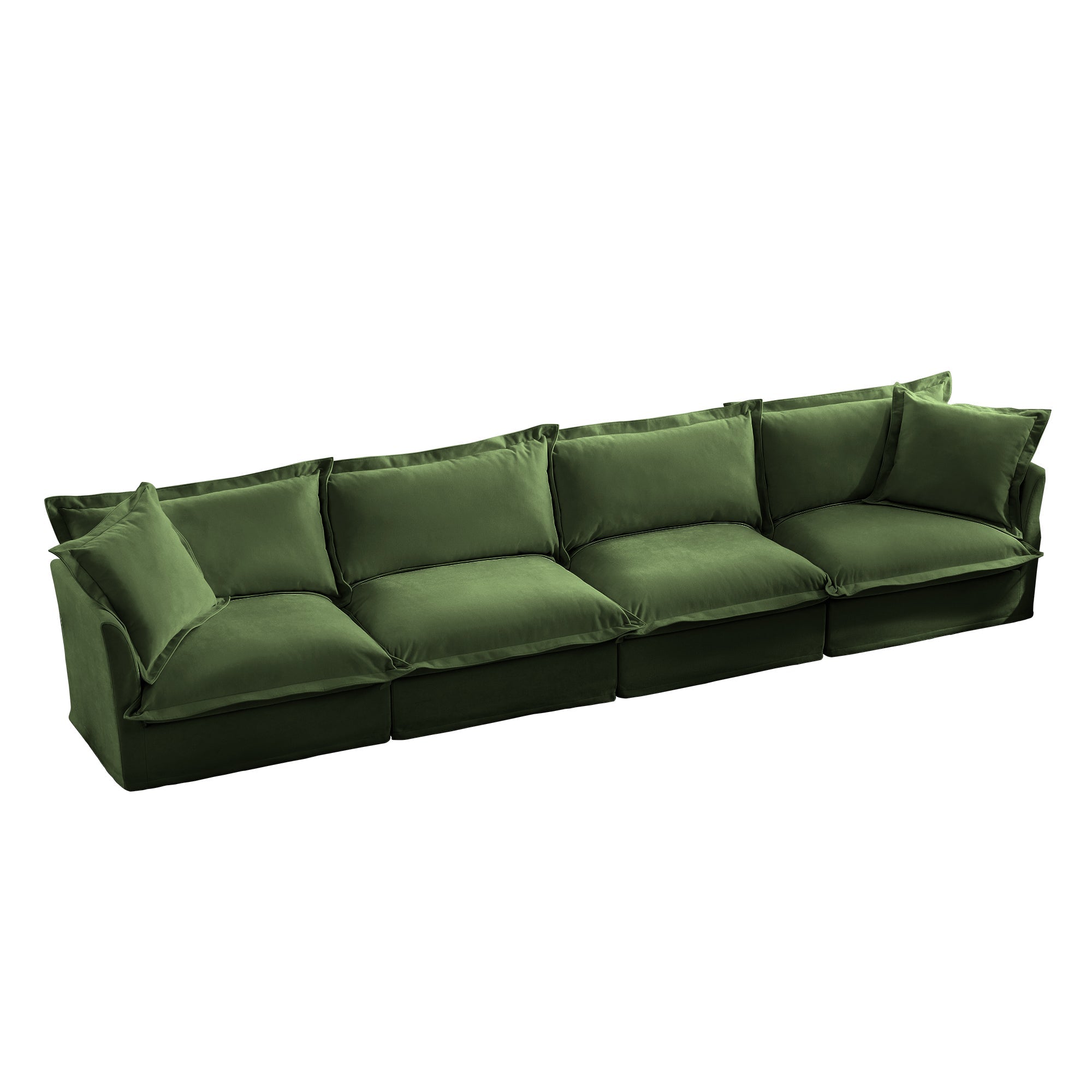 Fluffy 4-Seat Modular Sofa in Chenille Olive #OttOnly_0 #Fabric_Chenille Olive