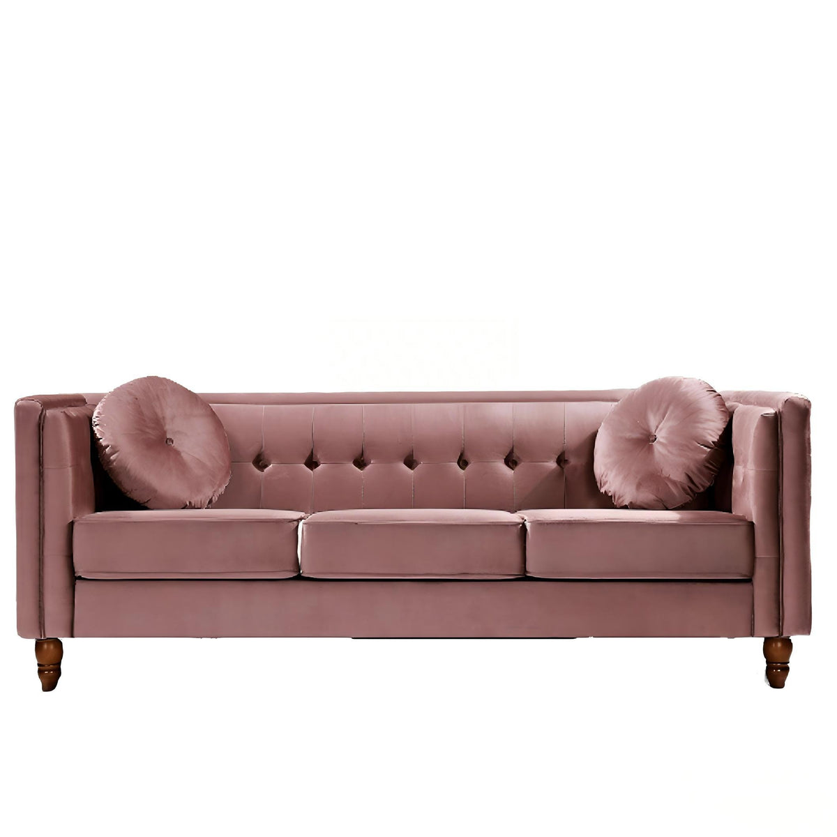 Pink Velvet 3-Seat Chesterfield Sofa, 80.7 in Wide