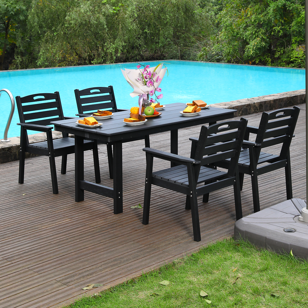 Black HDPE Patio Dining Set for 4