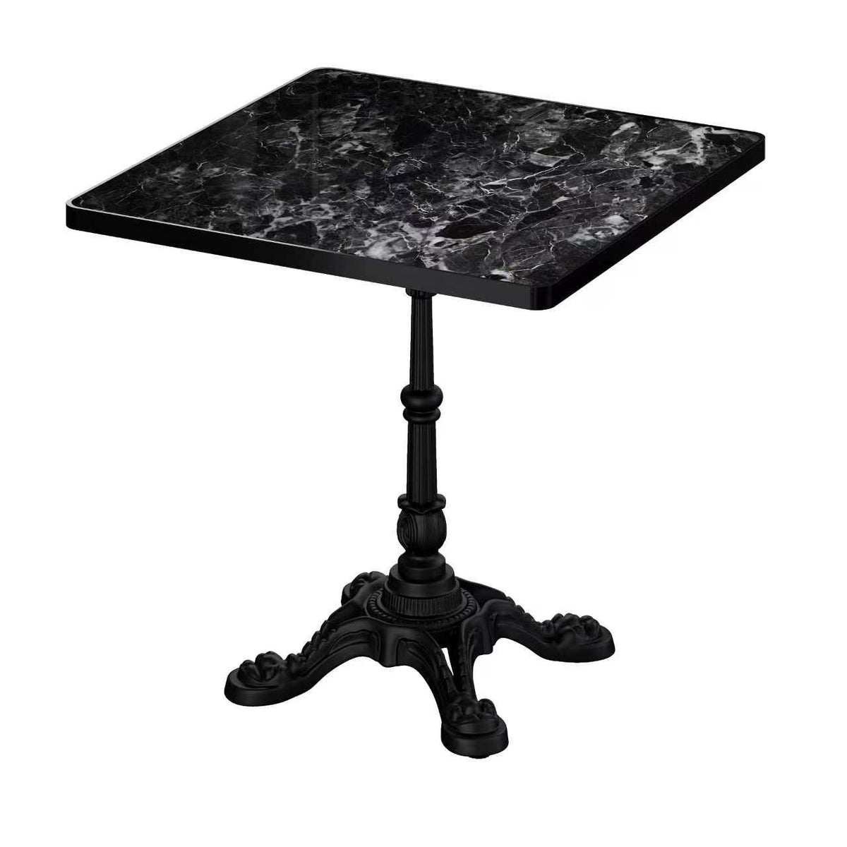 Black Sintered Stone Outdoor Dining Table, 31.5 in Wide