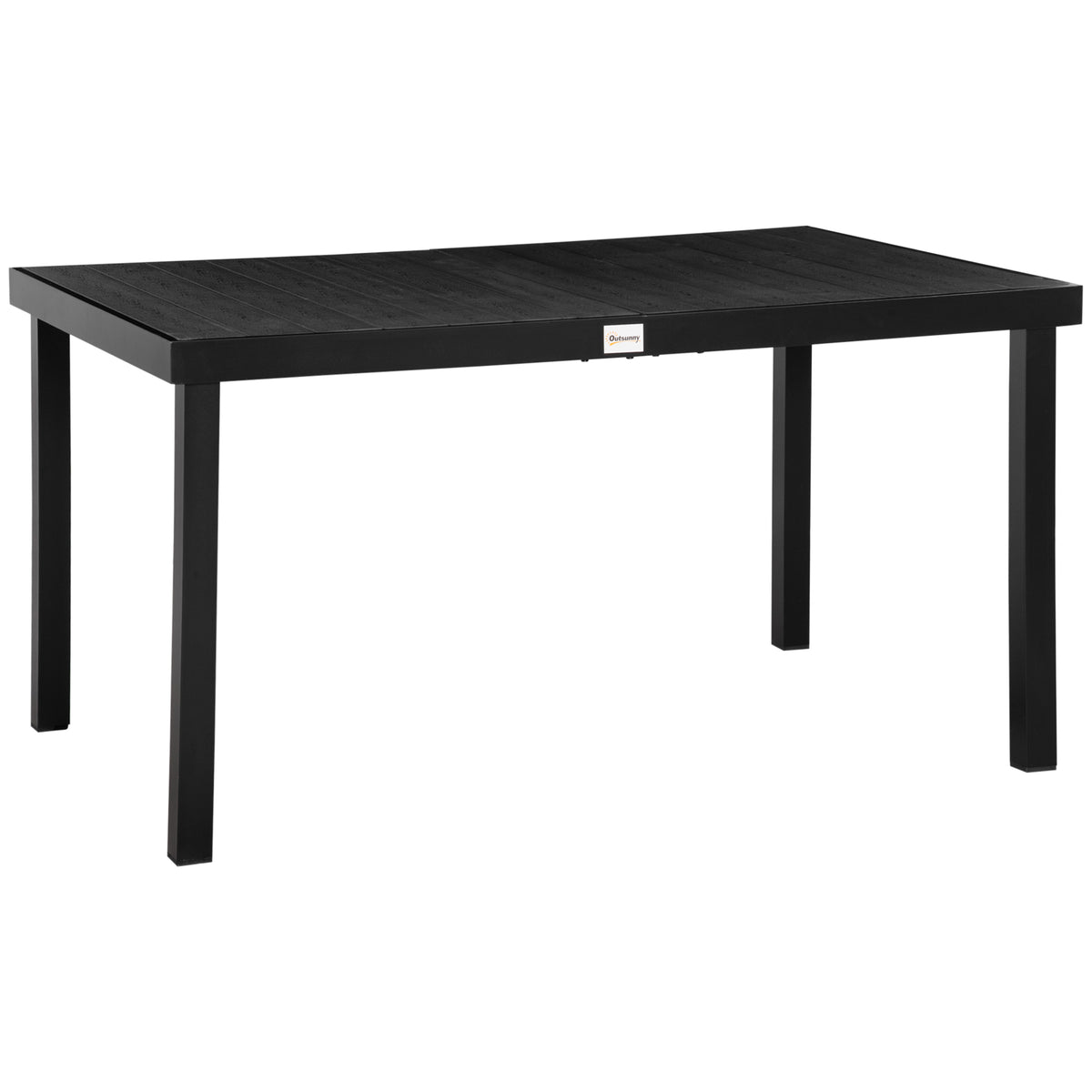 Black Aluminum Rectangular Outdoor Dining Table, 55 in Wide
