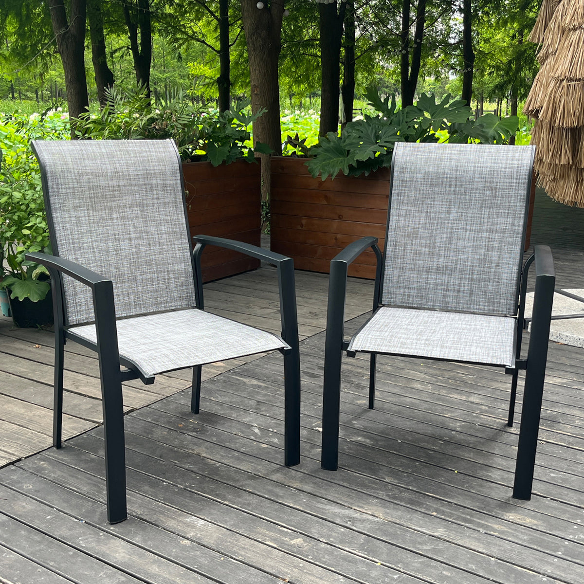 Black Metal Patio Chair, Set of 2