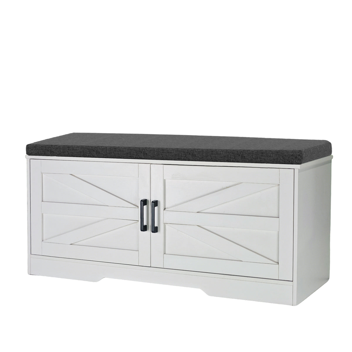 White Shoe Storage Bench, 39.4 in Wide