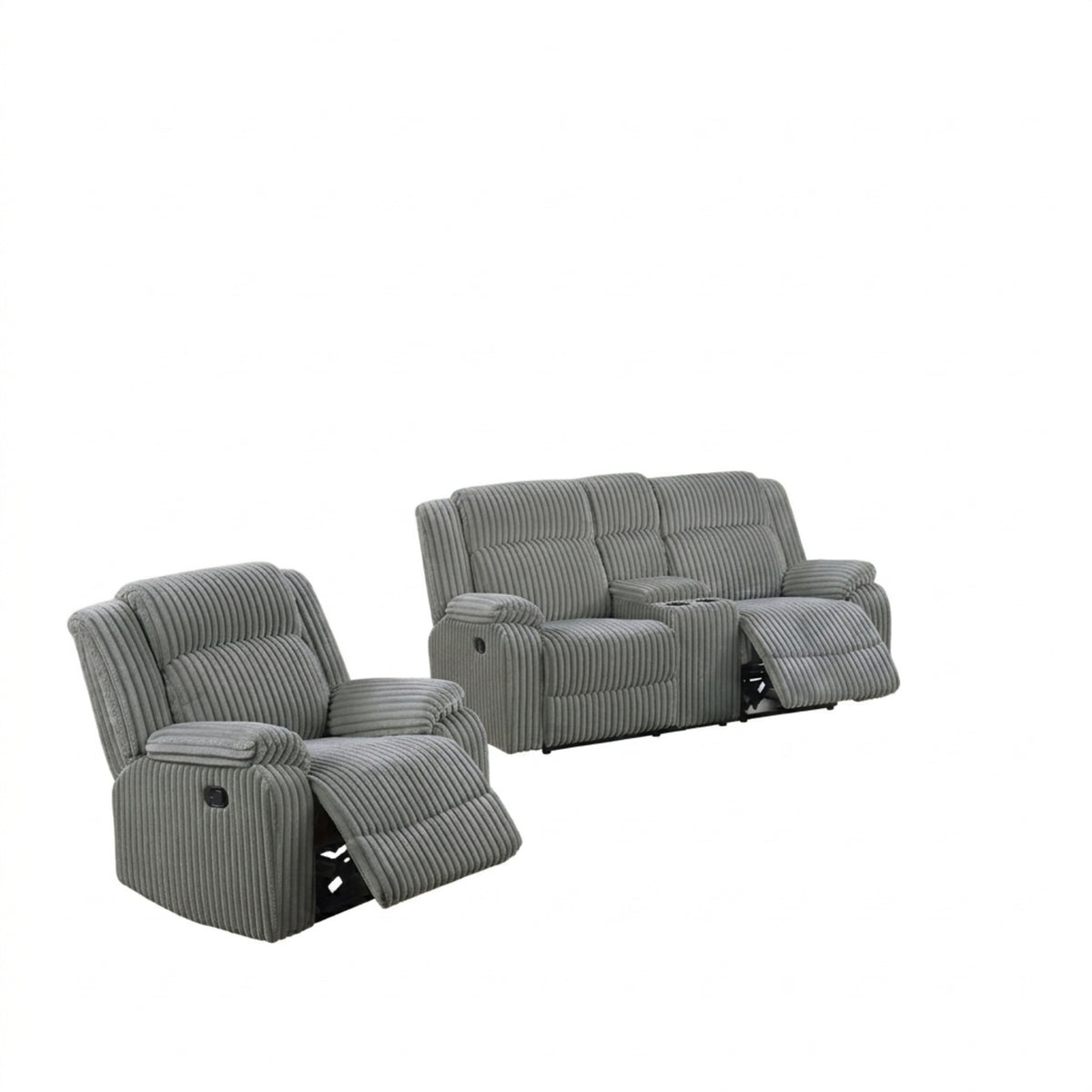Gray Corduroy Reclining Living Room Set