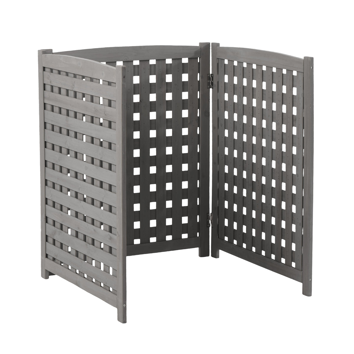 Gray Solid Wood 3-Panel Garden Fence, 32 in Deep