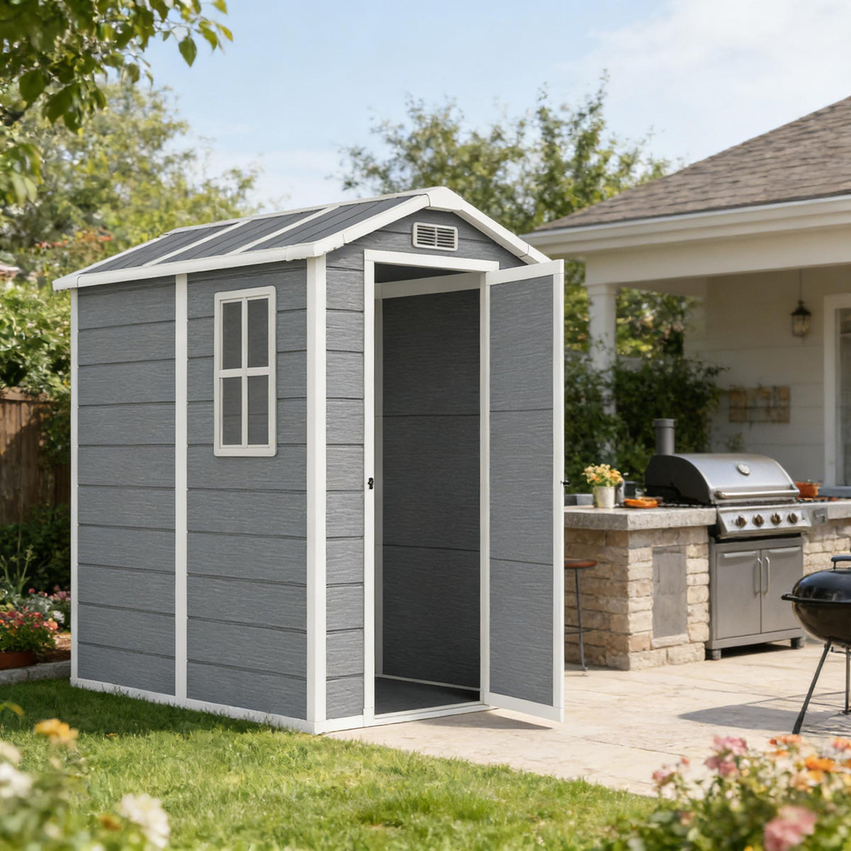 Gray Resin Storage Shed