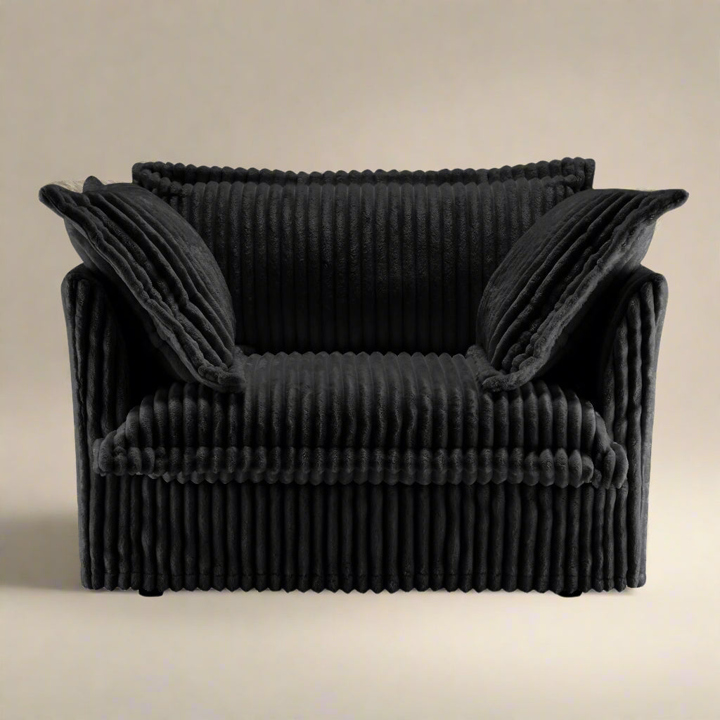 Fluffy Lounge Chair in Corduroy Black #Fabric_Corduroy Black