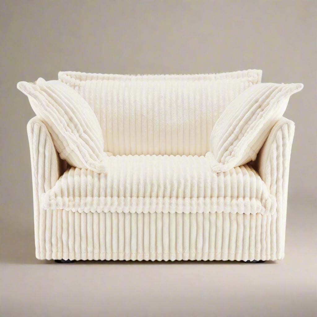 Fluffy Lounge Chair in Corduroy Cream #Fabric_Corduroy Cream