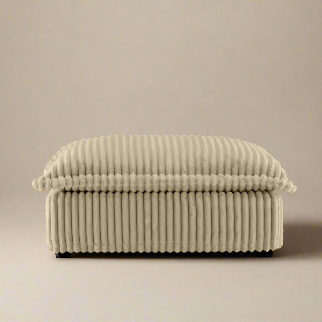 Fluffy Ottoman in Corduroy Camel #Fabric_Corduroy Camel