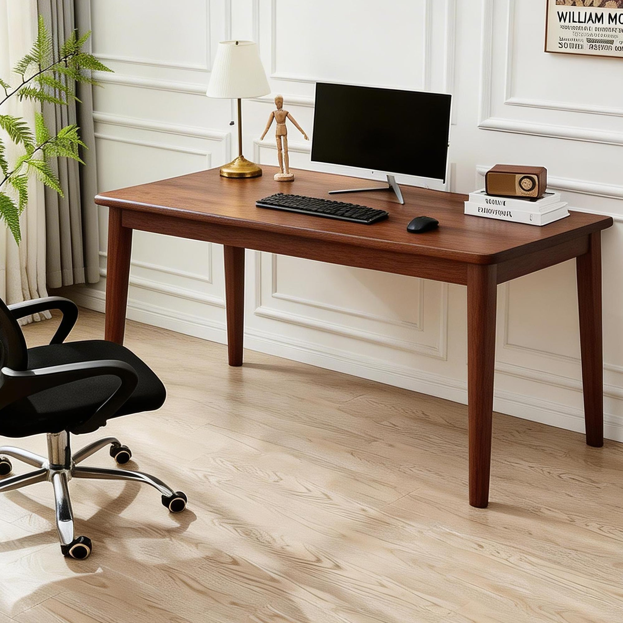 Mid Century Modern Computer Desk, 63 in, Walnut