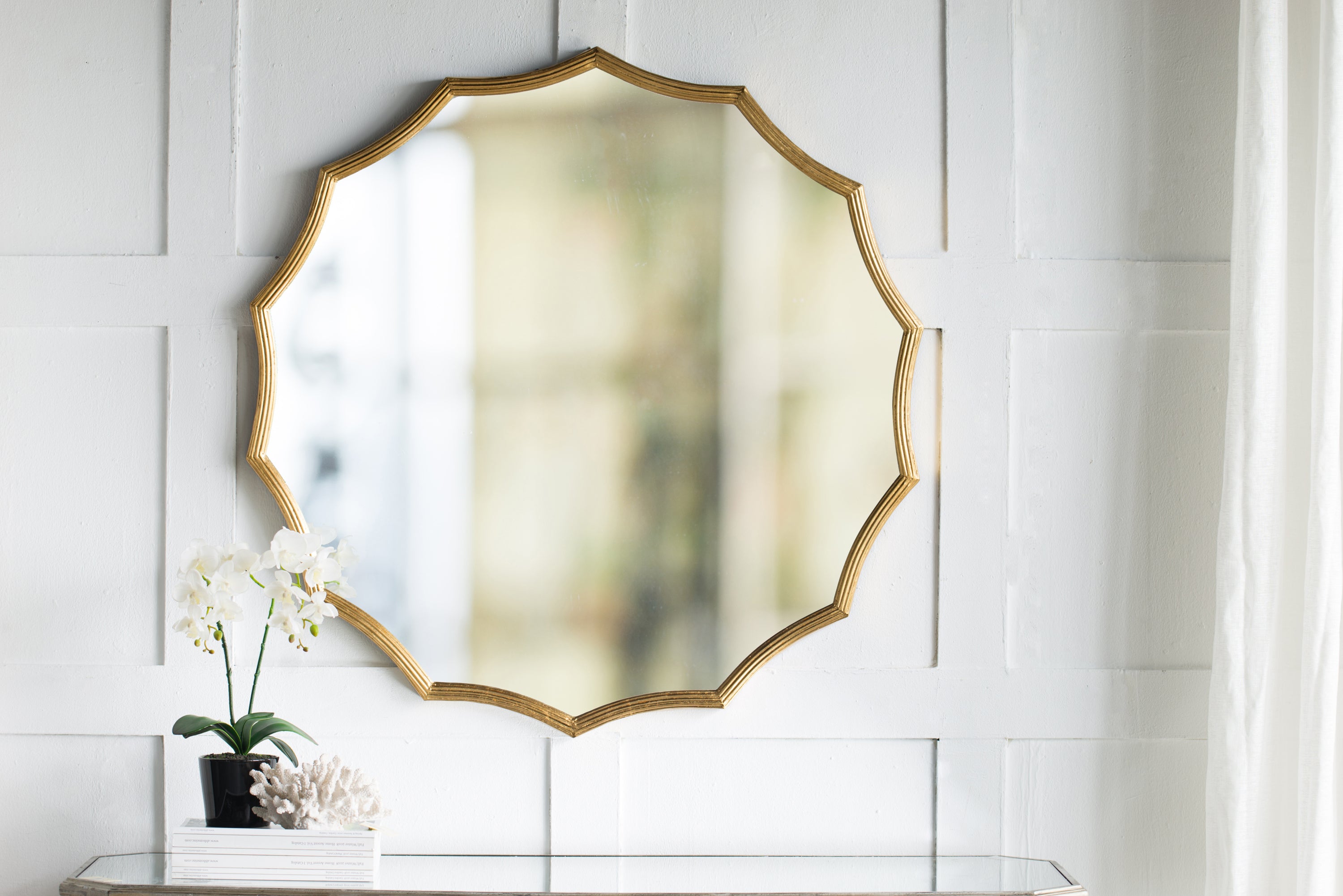 40" Round Sunburst Mirror with Gold Iron Frame