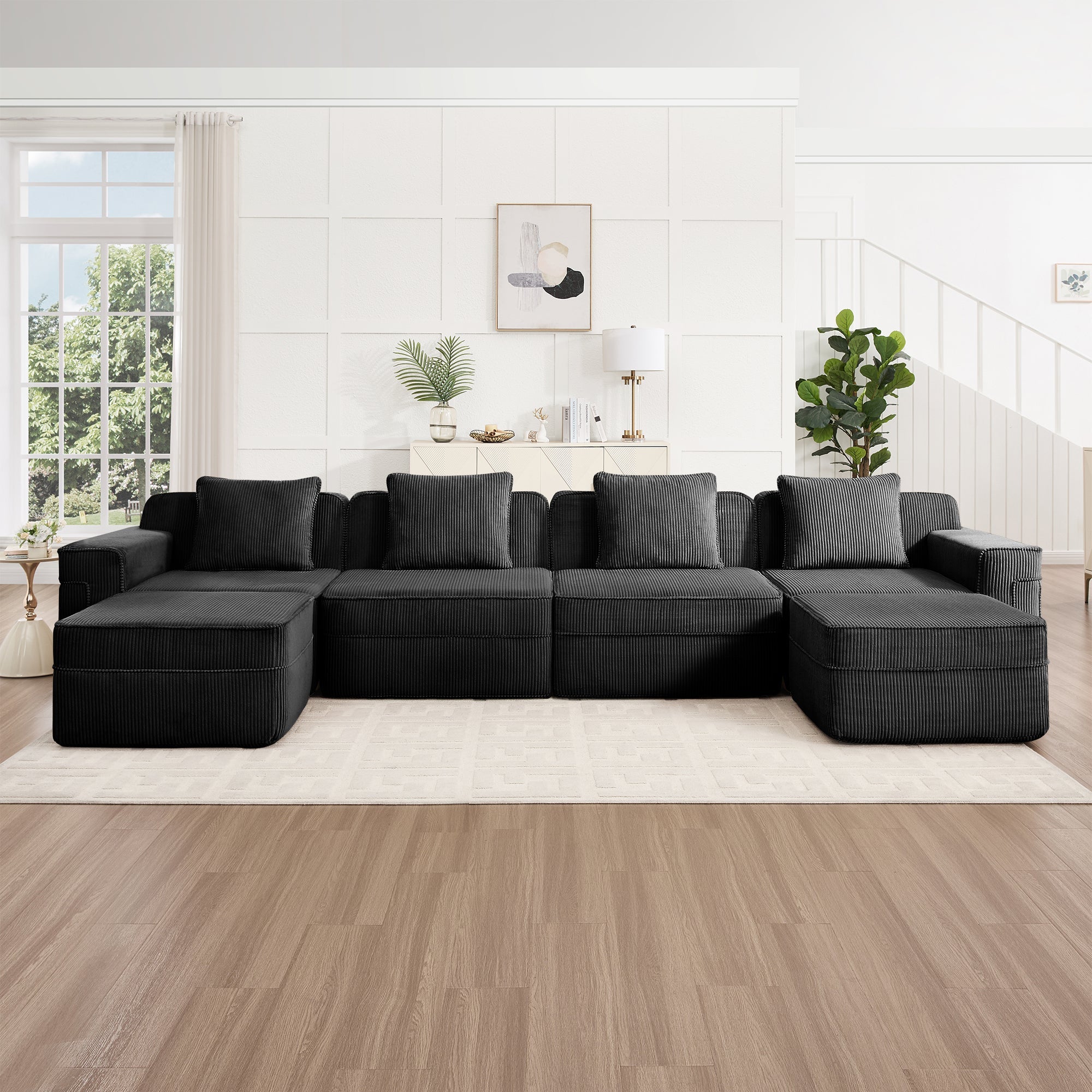 Hudson 4-Seat Boneless Couch in Black #OttOnly_2 #Color_Black