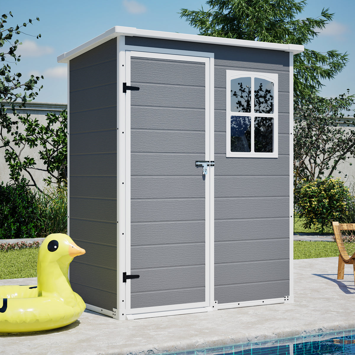 3x5 ft Gray Resin Storage Shed with Floor