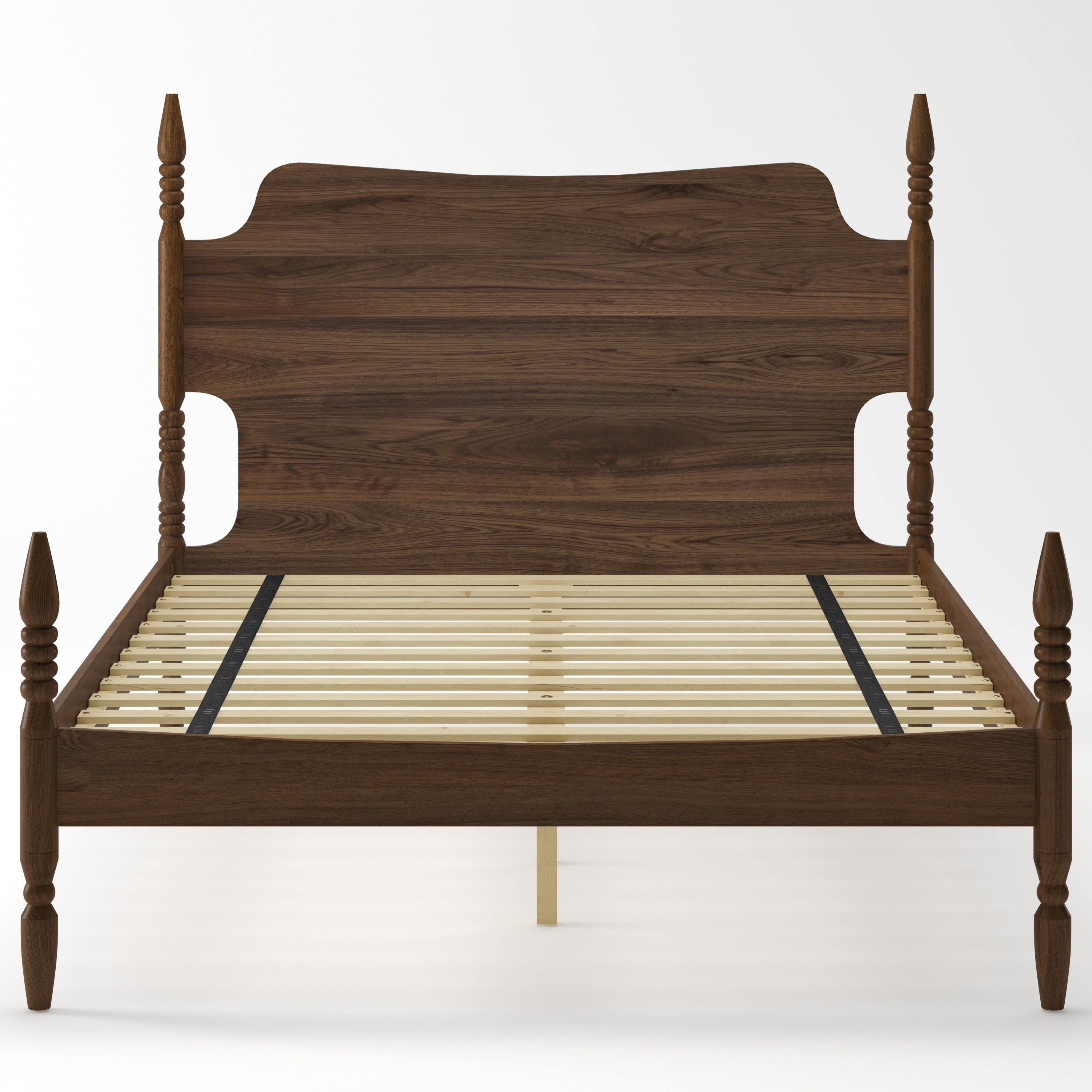 Queen Four Poster Spindle Bed with Tall Curved Headboard