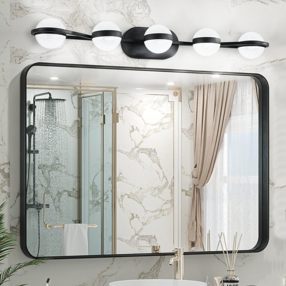 Vanity Light with Acrylic Shade, Dimmable LED, Black