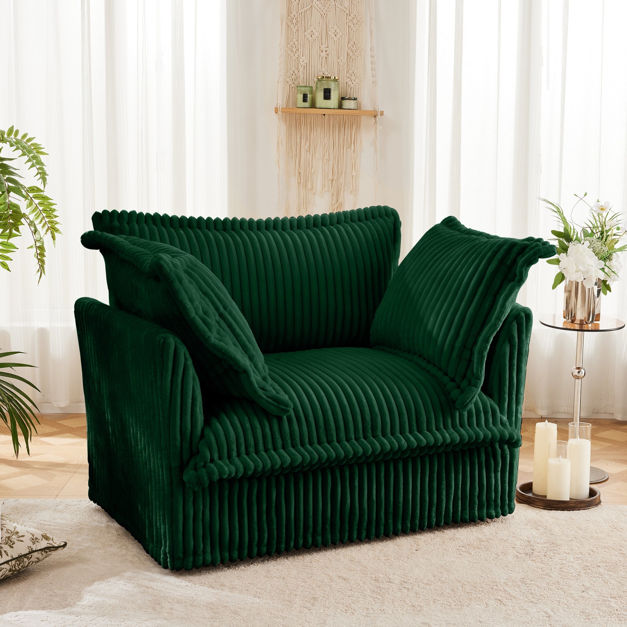 Fluffy Lounge Chair in Corduroy Emerald #Fabric_Corduroy Emerald
