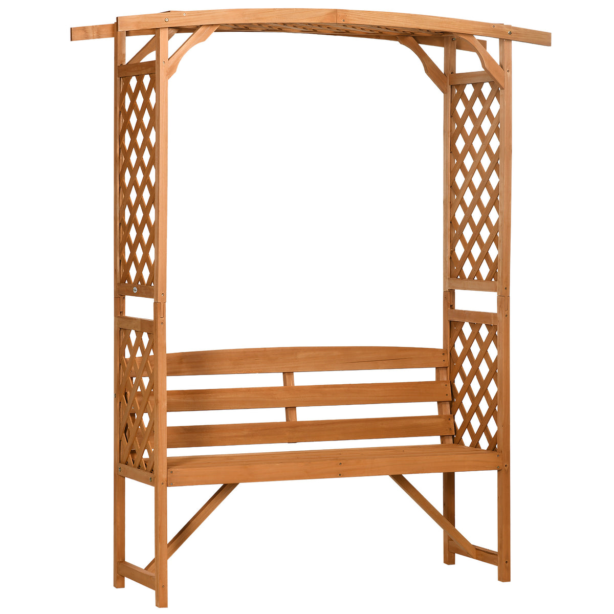 Brown Solid Wood Garden Arbor with Bench