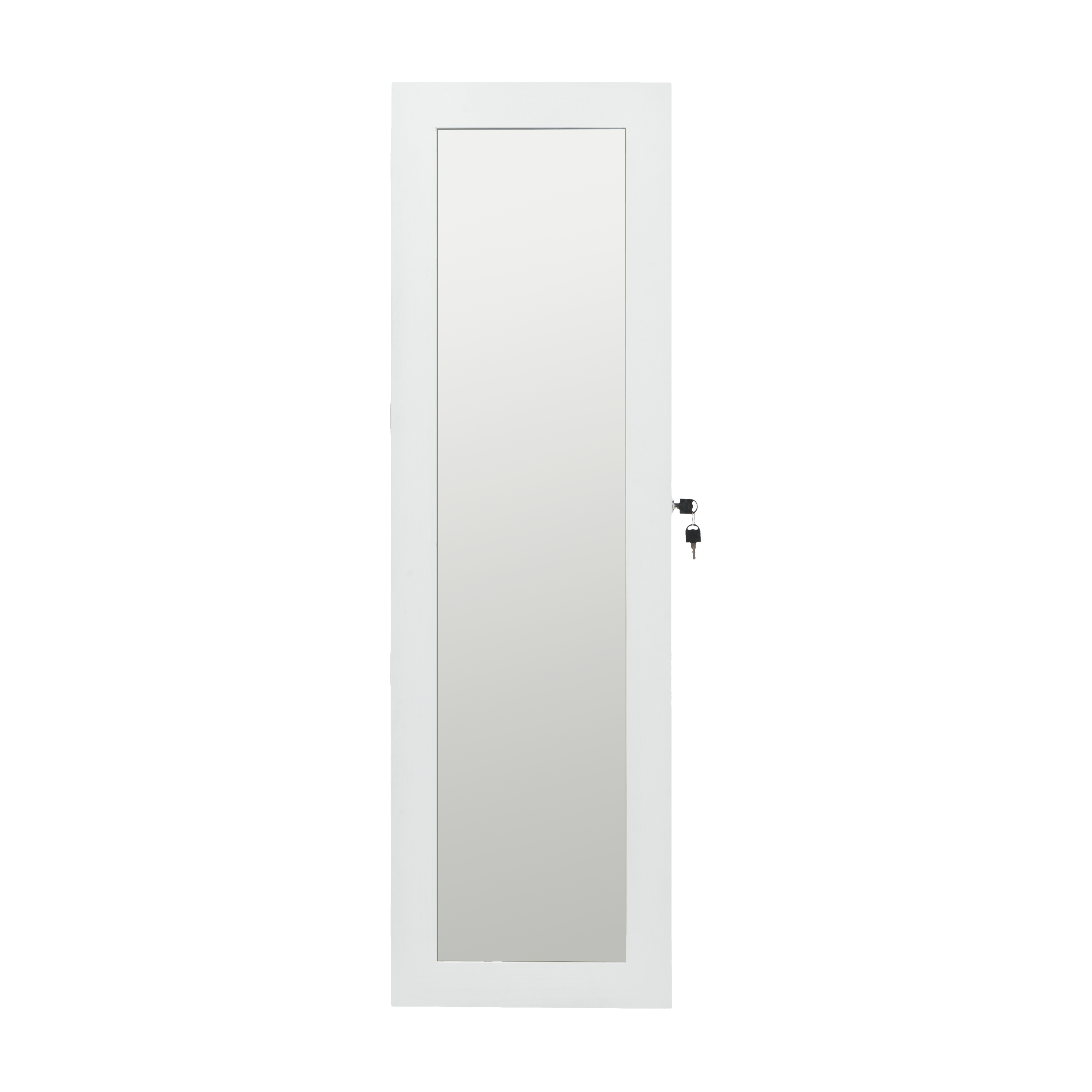 White Jewelry Armoire with Full-Length Mirror, Solid Paulownia