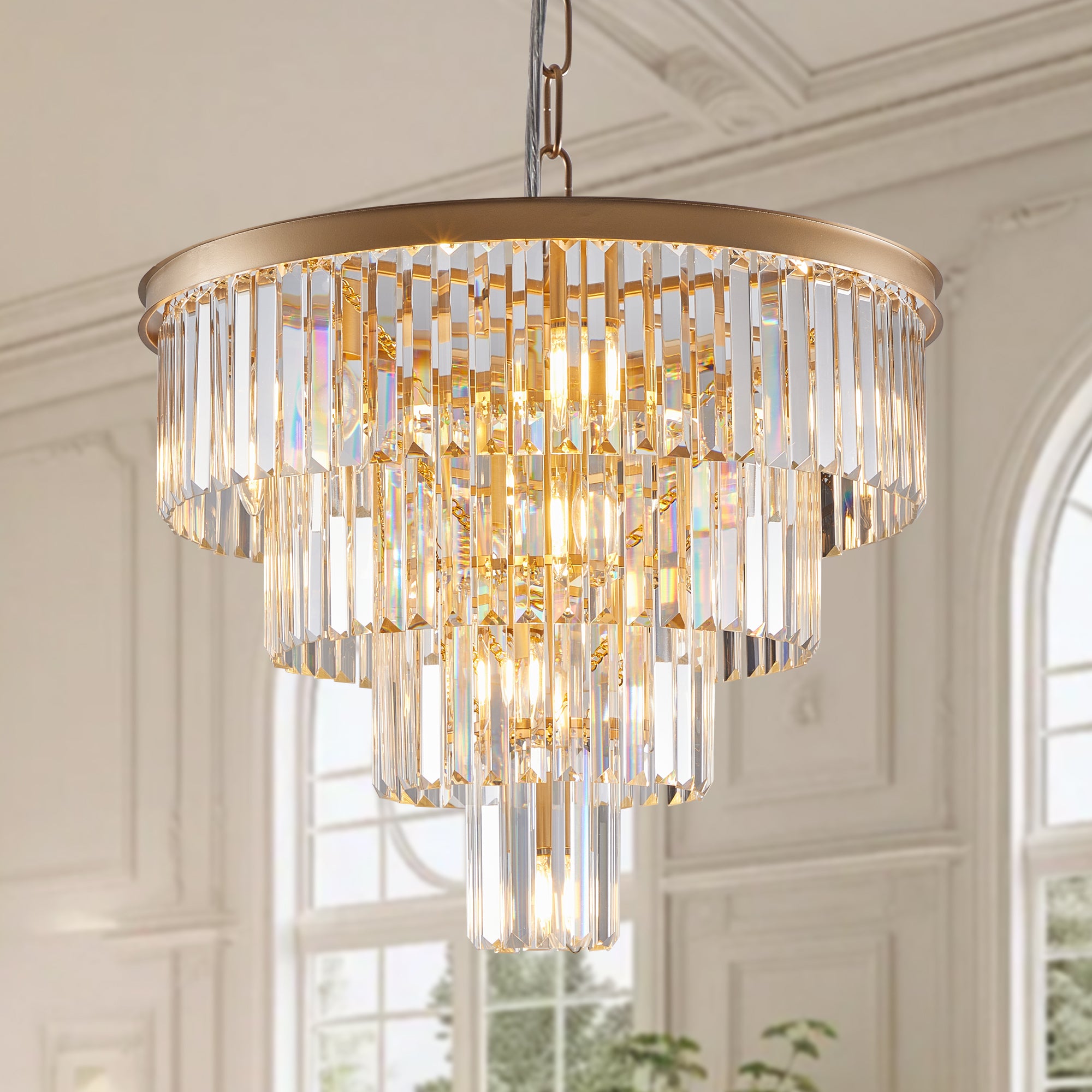 Chandelier, K9 Crystal, 12-Light, Gold
