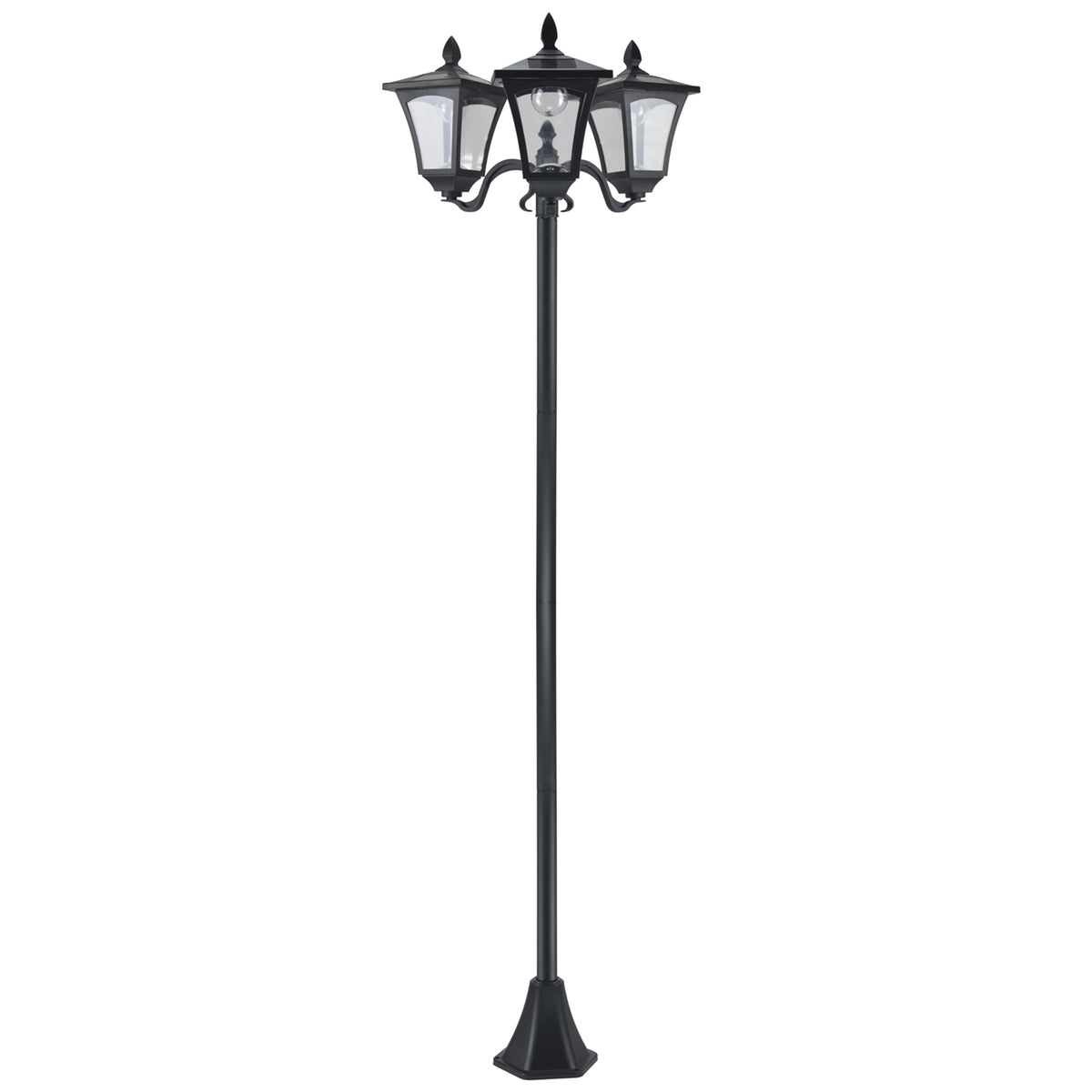 Lamp Post with Solar Dusk to Dawn LED in Black