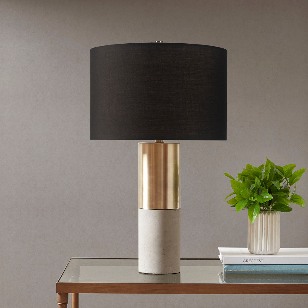 Table Lamp with Cotton Fabric Shade, Black