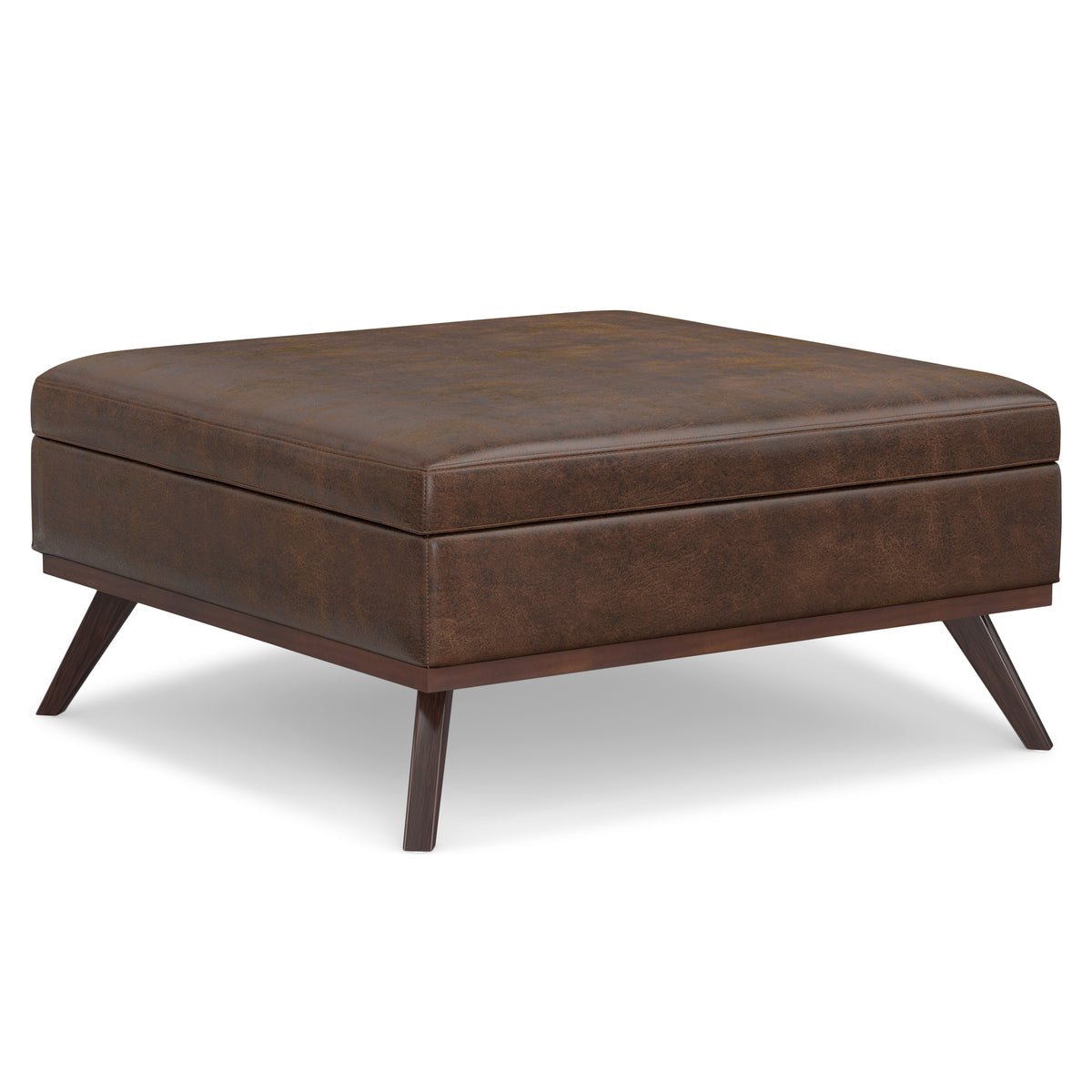 Dark Brown Square Coffee Table with Storage, 40 in, Chestnut Brown