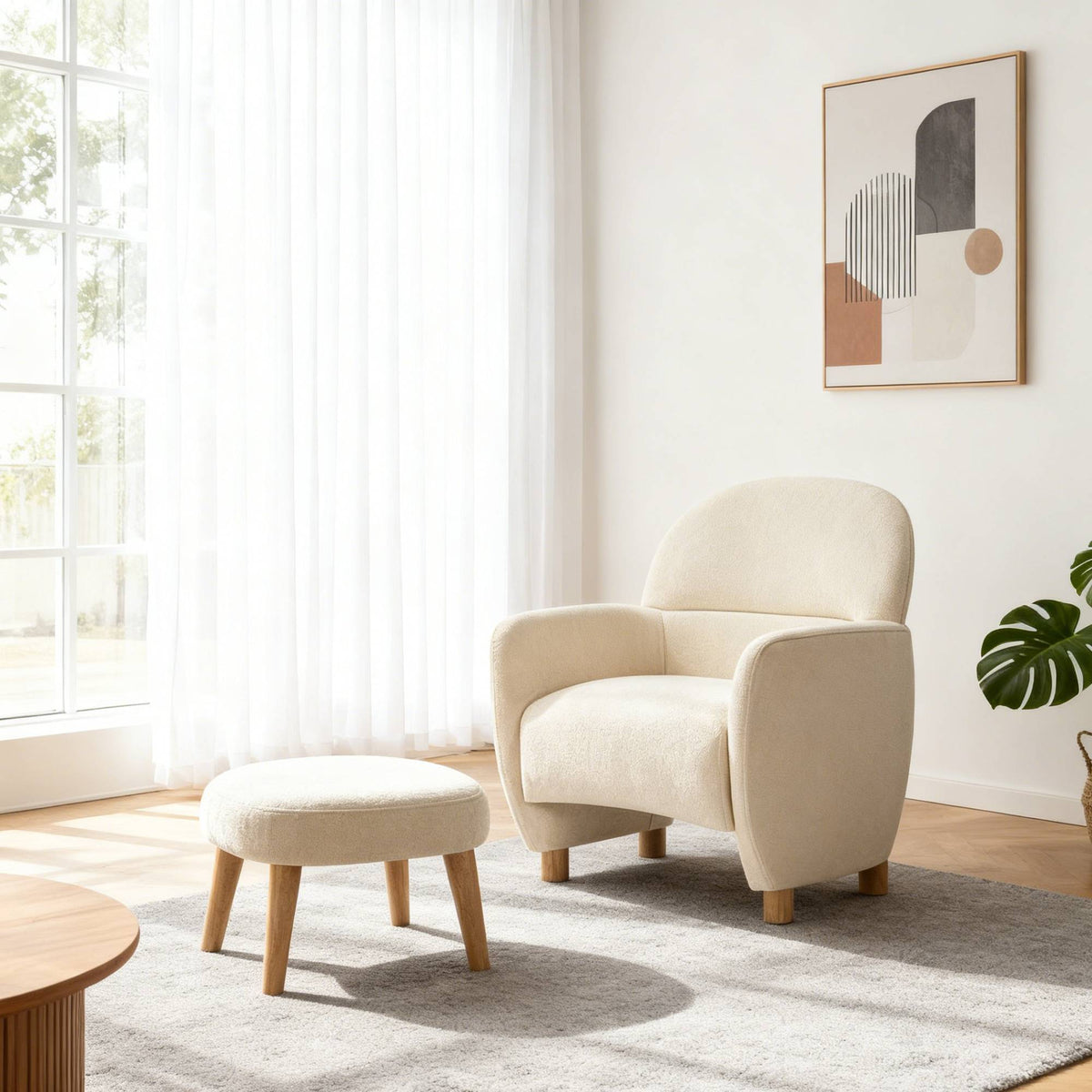 Beige Accent Chair, 30.3 in Wide