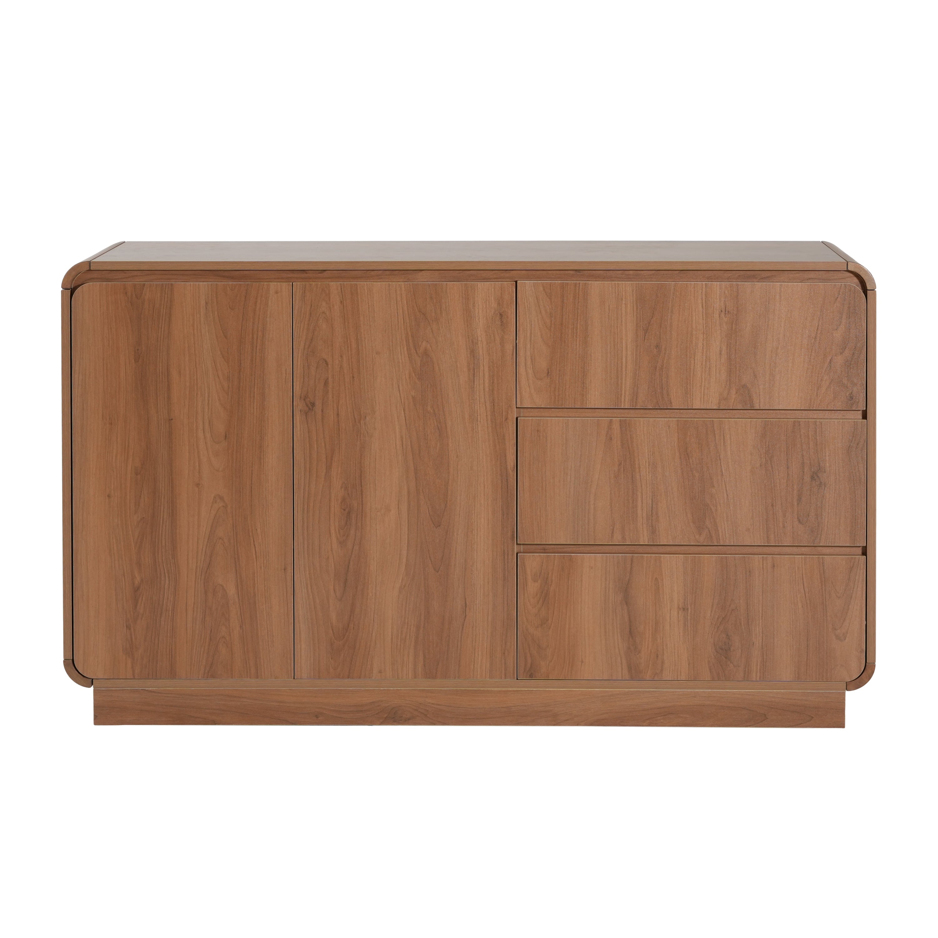 Light Walnut Modern Sideboard, 55 in, 2 Doors 3 Drawers