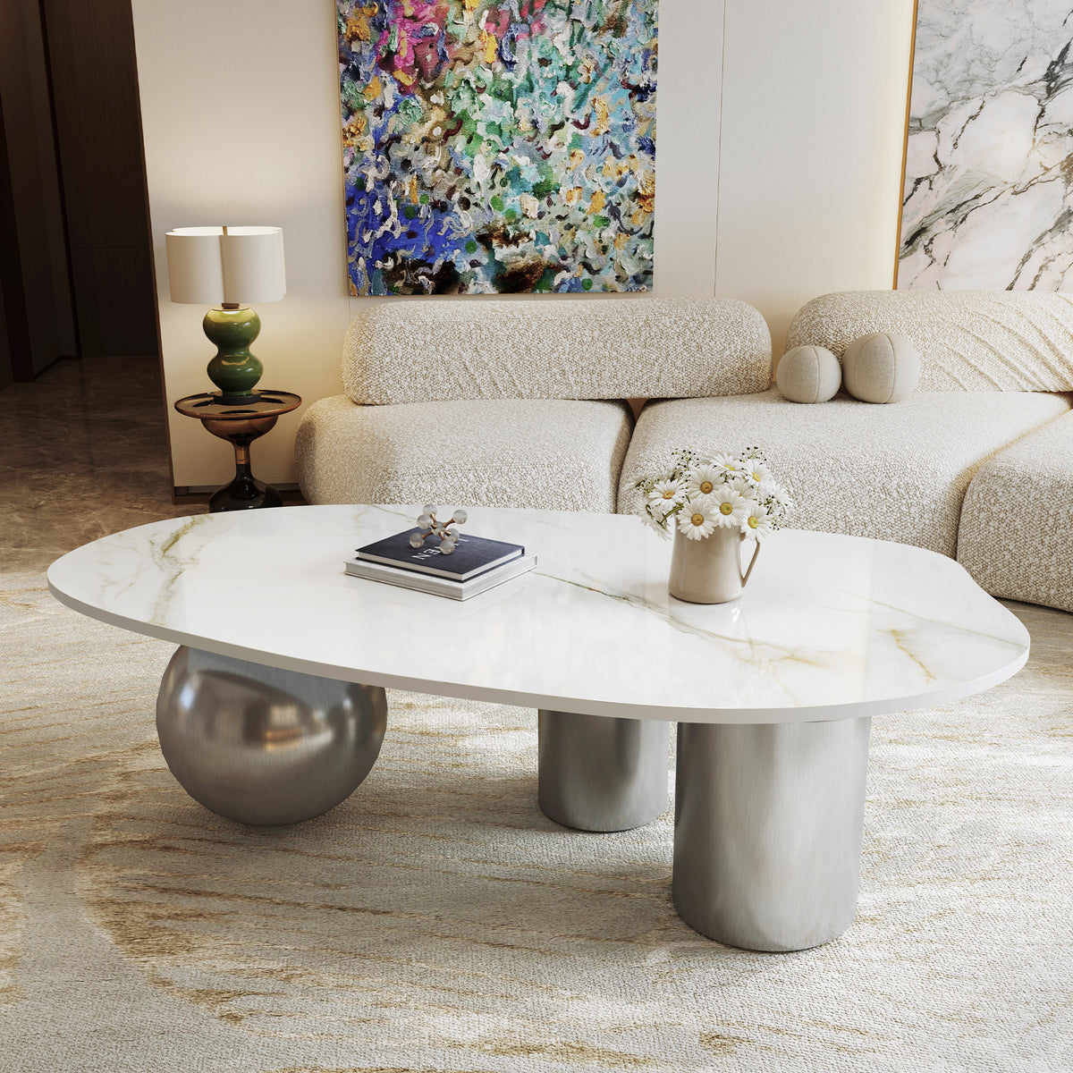 Gray Sintered Stone Coffee Table, 49.2 in