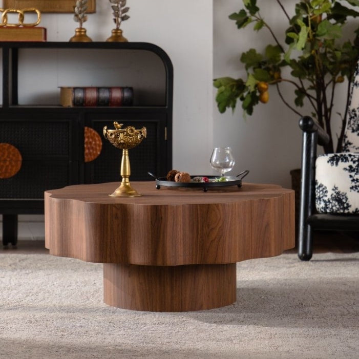 Walnut Round Coffee Table, 31.3 in