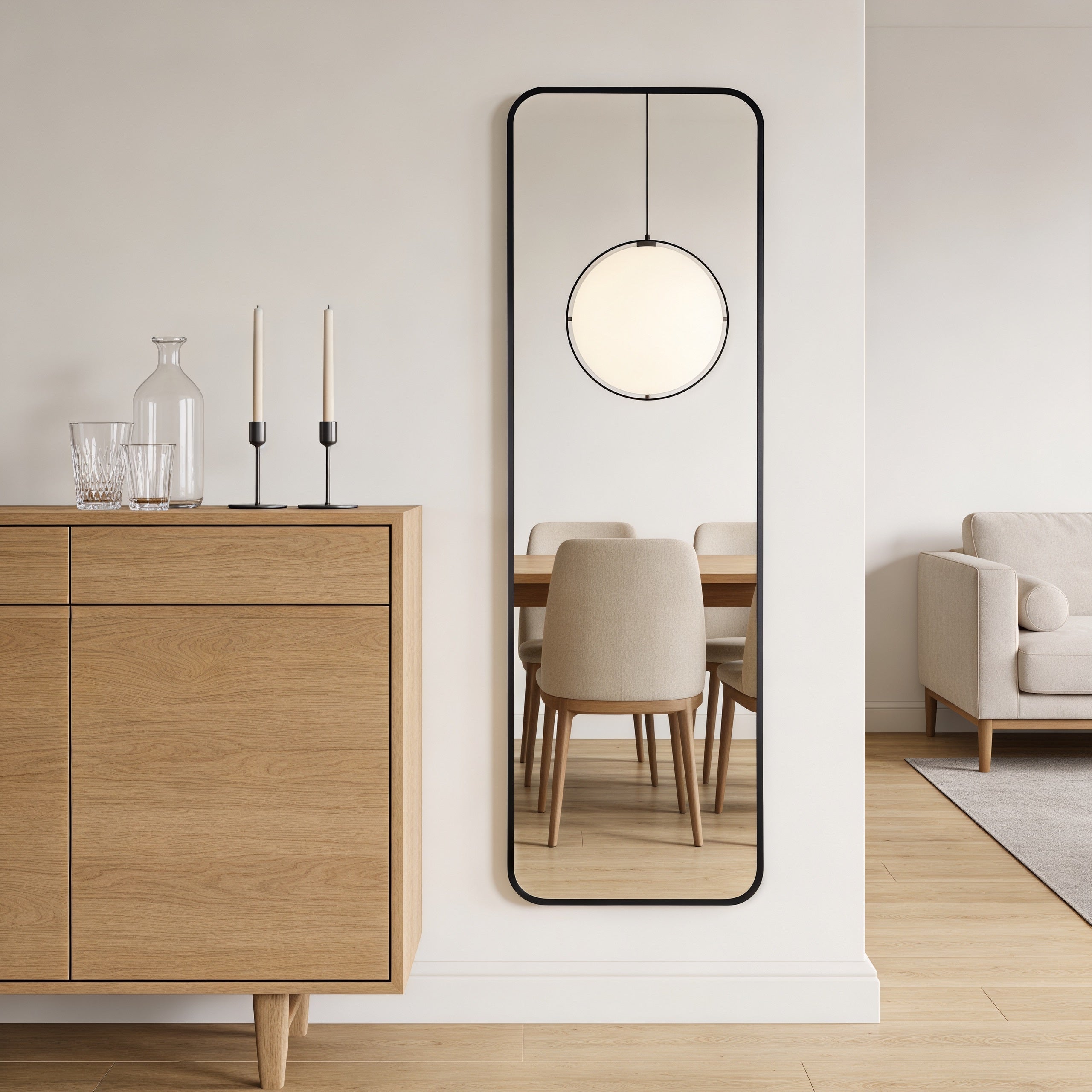 47x14 Door Mirror, Black Aluminum Frame