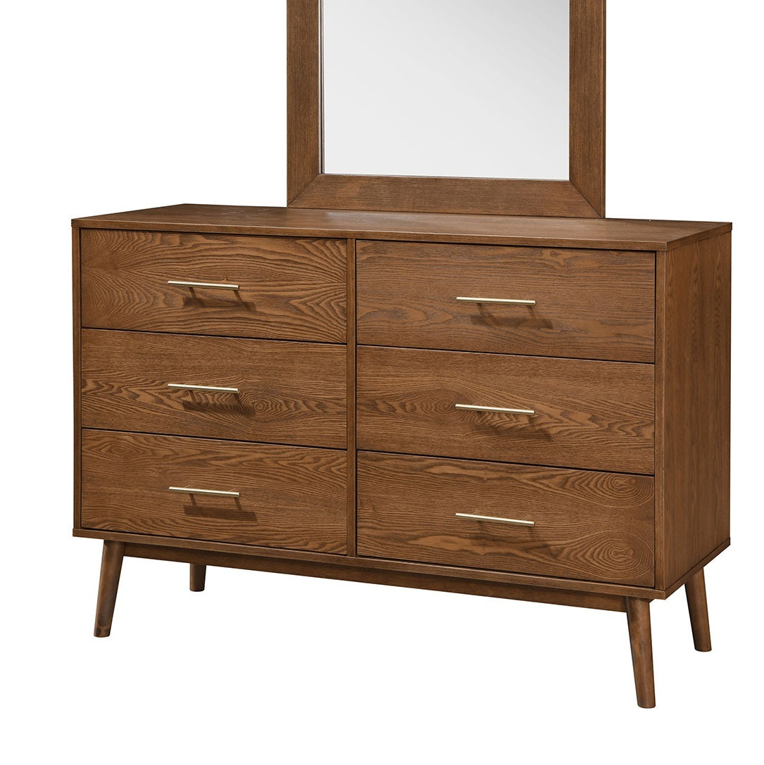 Walnut 5-Drawer Dresser in Solid Wood, 47 in Wide