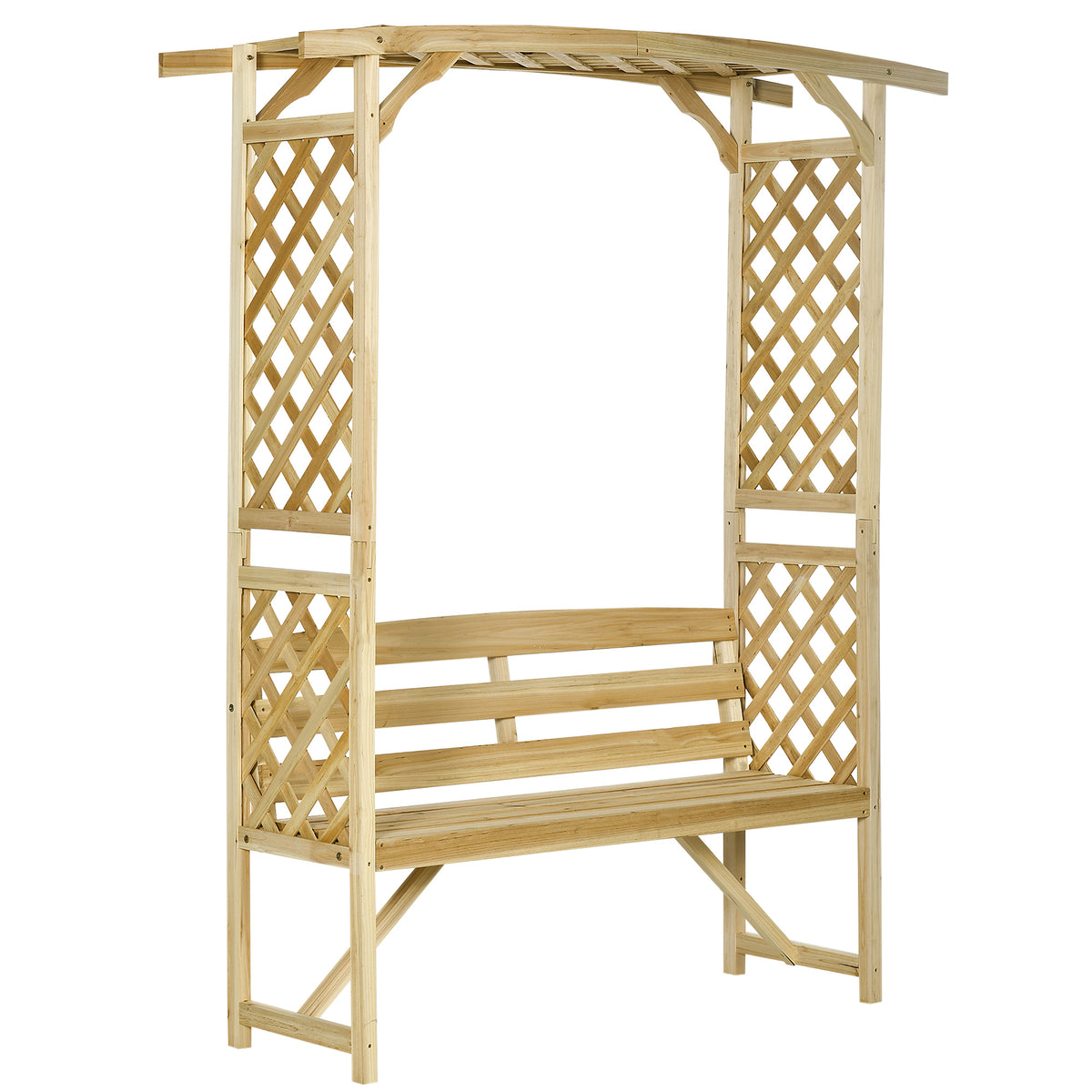 Natural Garden Arbor with Bench