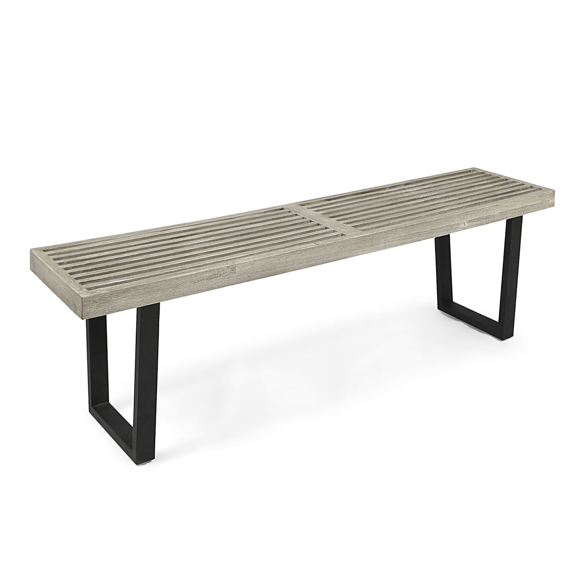 Gray Solid Wood Outdoor Bench, 61.8 in Wide
