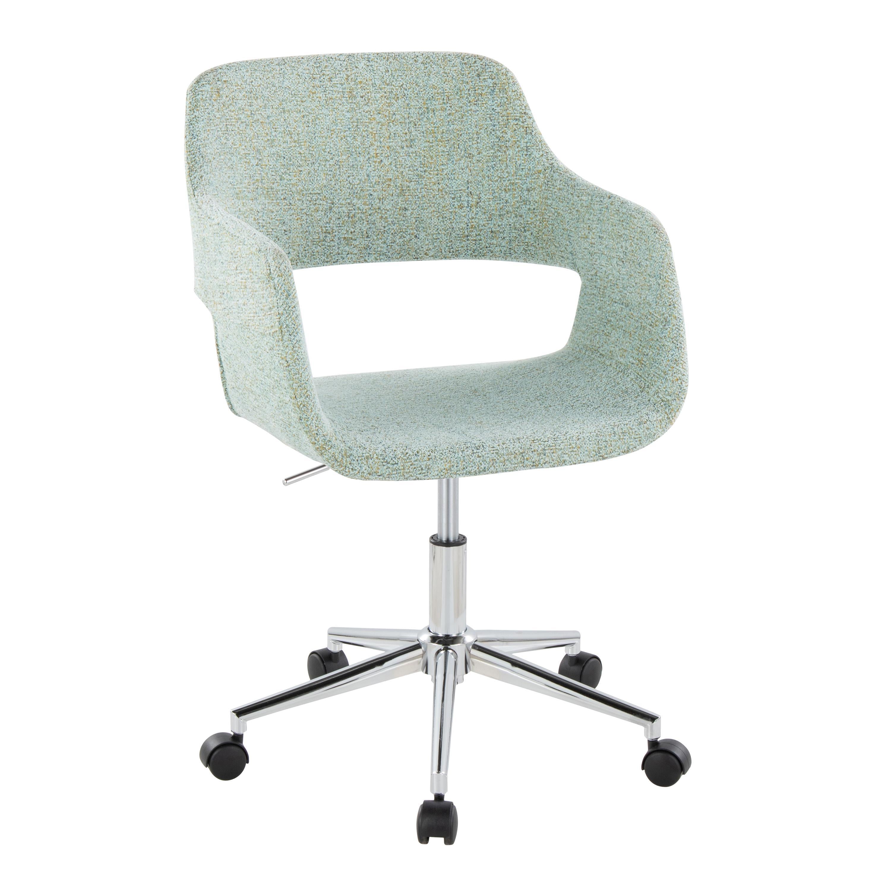 Contemporary Office Chair, 27.5 in, Green, 34.5 in Tall