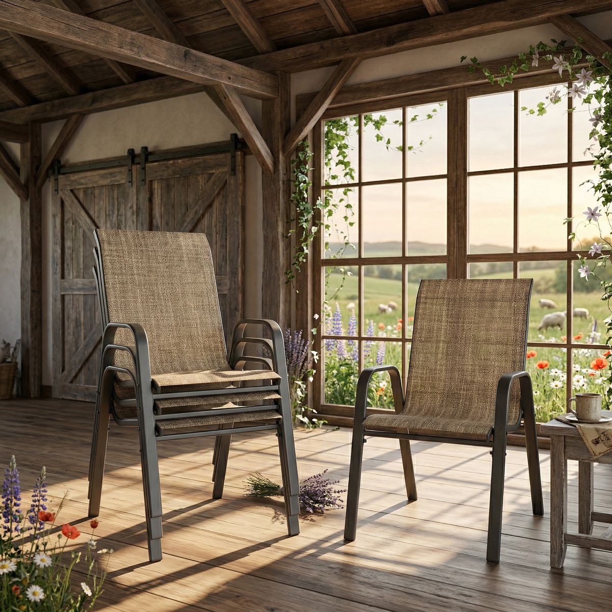 Brown Metal Patio Chair