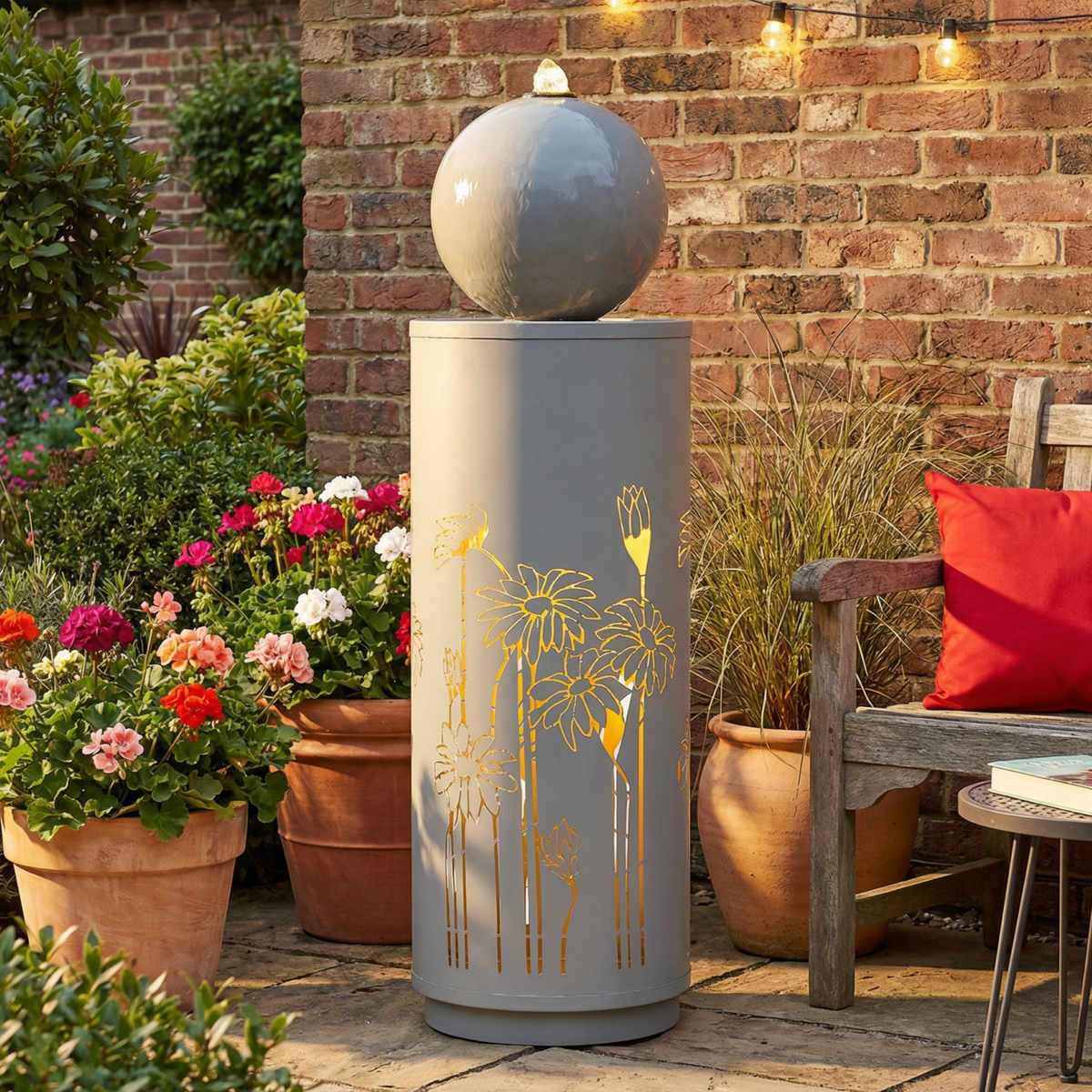Light Gray Metal Outdoor Water Fountain