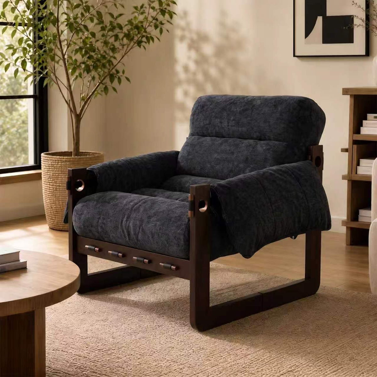 Dark Gray Chenille Accent Chair
