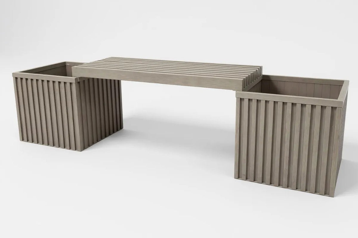 Brown Gray Aluminum Planter Bench