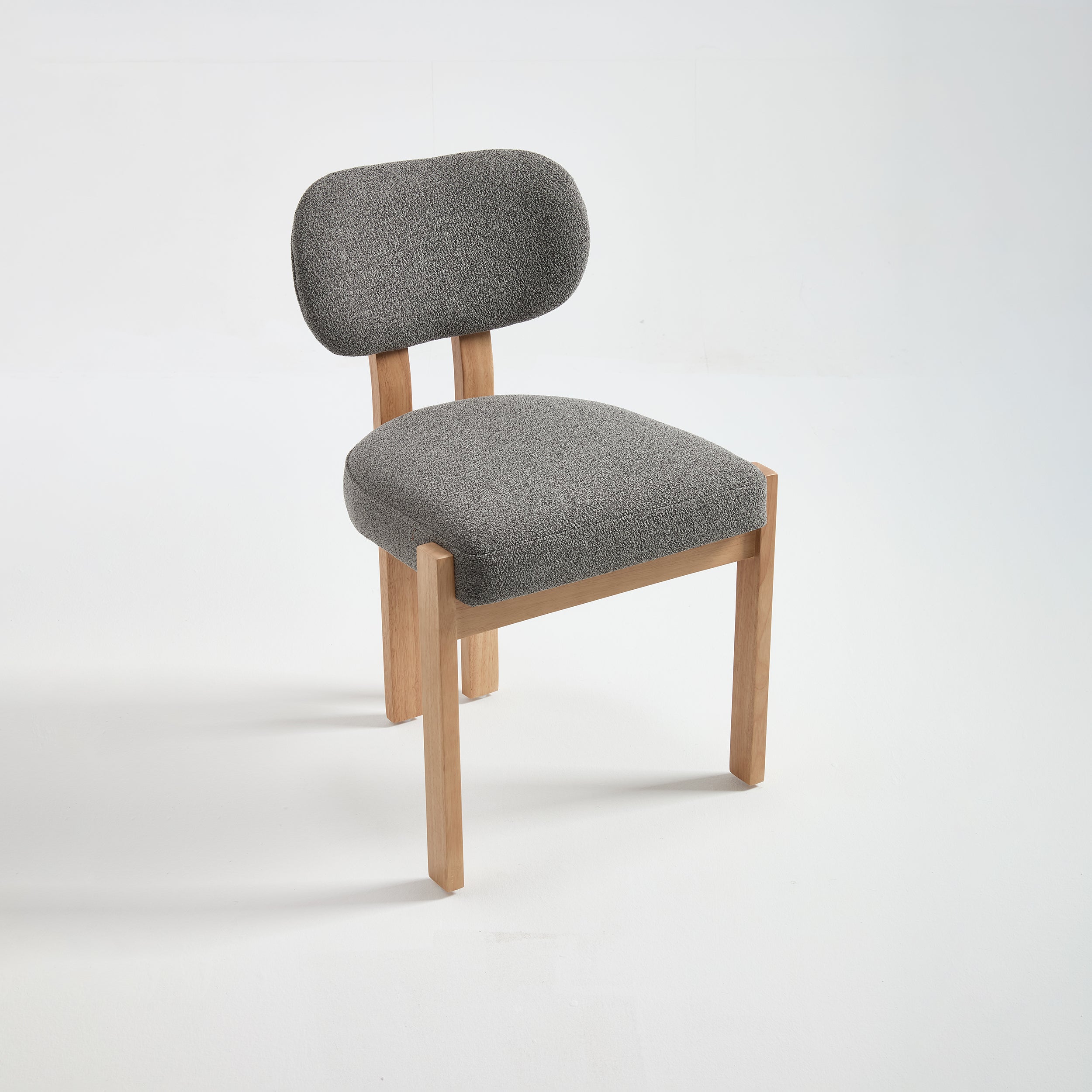Chenille Dining Chairs Set of 2, Grey with Natural Wood Legs