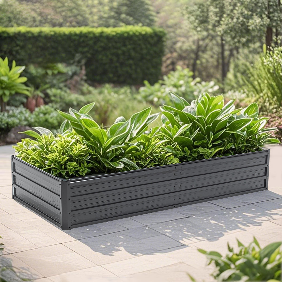 3x6 ft Black Metal Raised Garden Bed, 13.4 in Tall