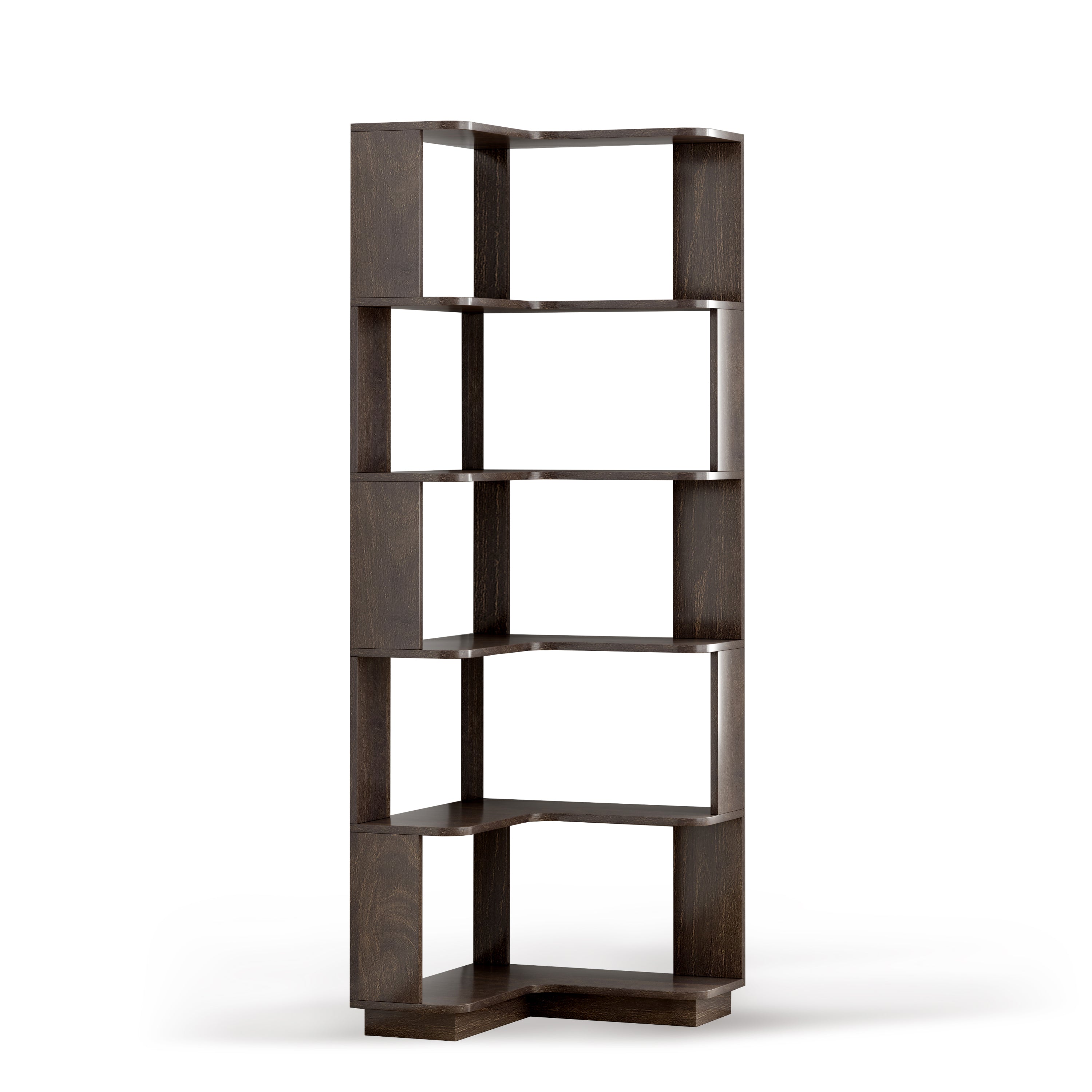 L-Shaped Vertical Bookcase, Bookshelf, 21.7 in, Brown