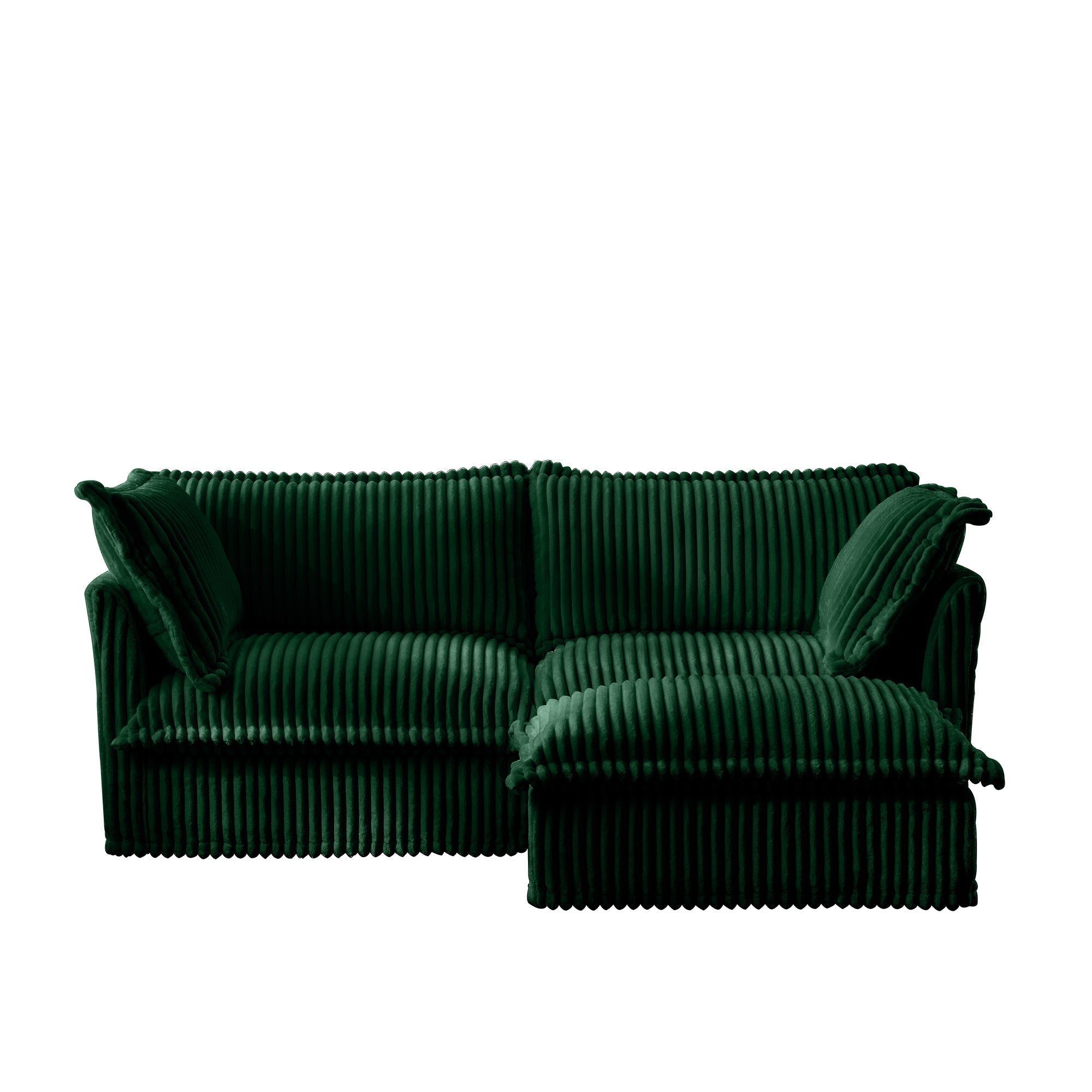Fluffy 2-Seat Modular Sofa in Corduroy Emerald #OttOnly_1 #Fabric_Corduroy Emerald