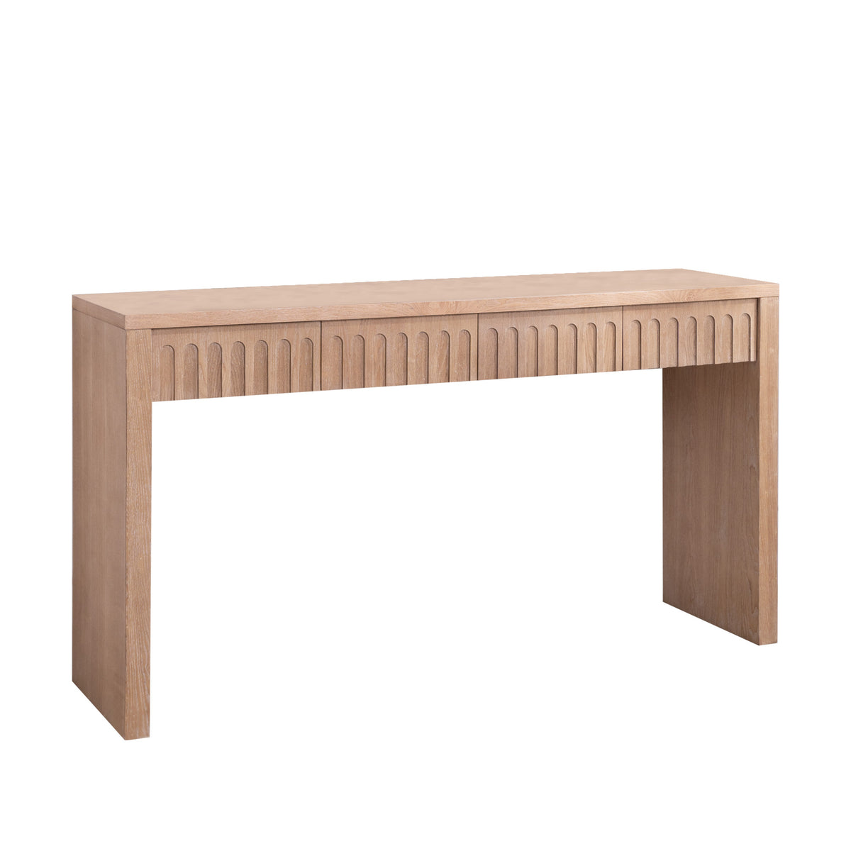 Natural Entryway Console Table, 4 Drawers, 59.2 in Wide